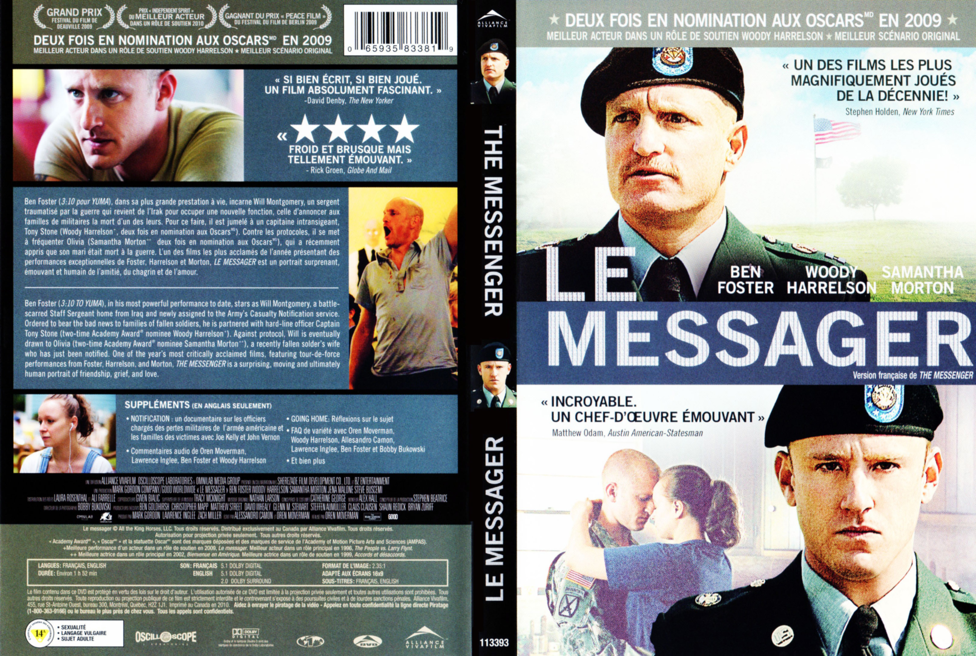 Jaquette DVD Le messager (Canadienne)