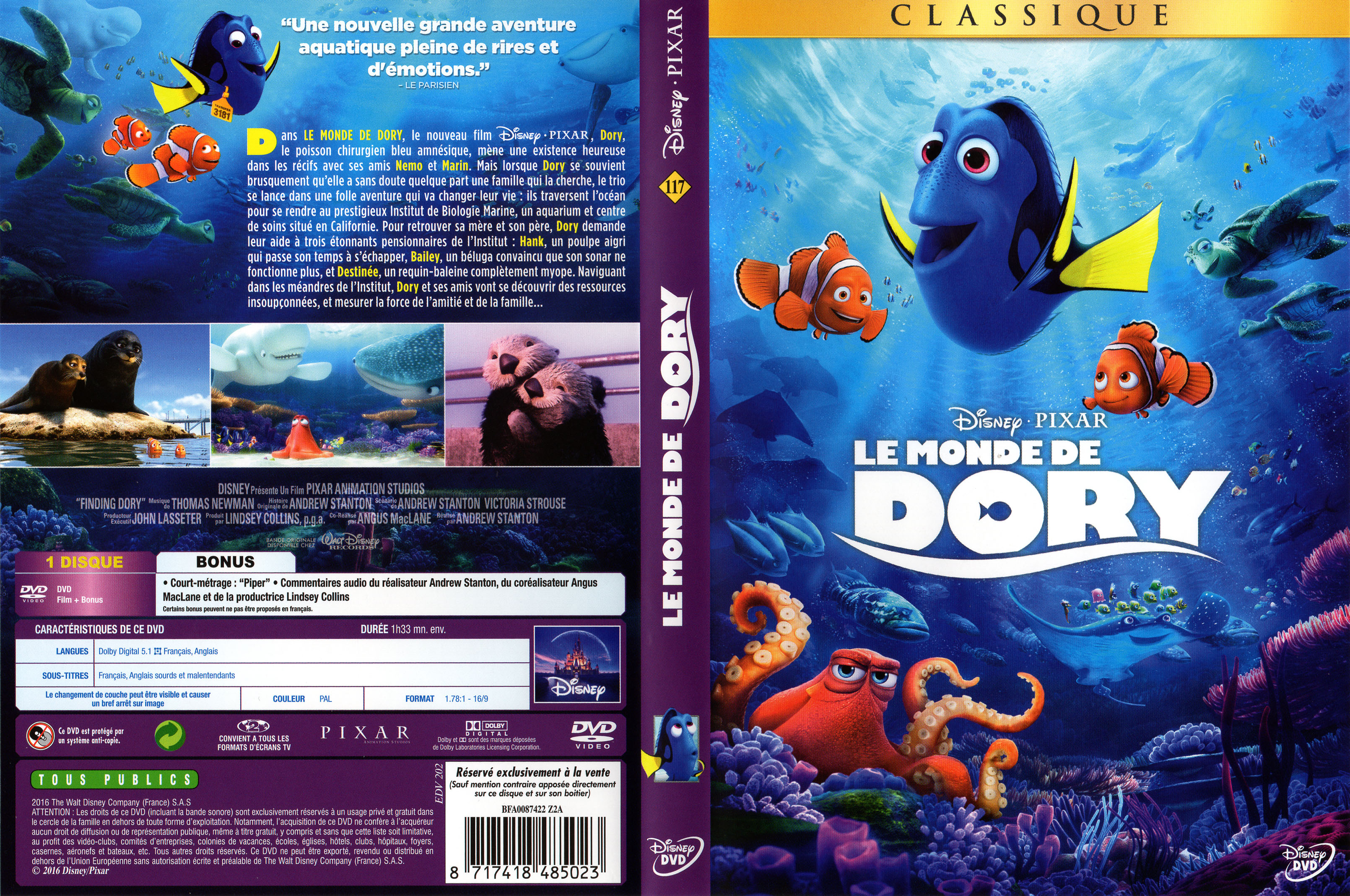 Jaquette DVD Le monde de Dory