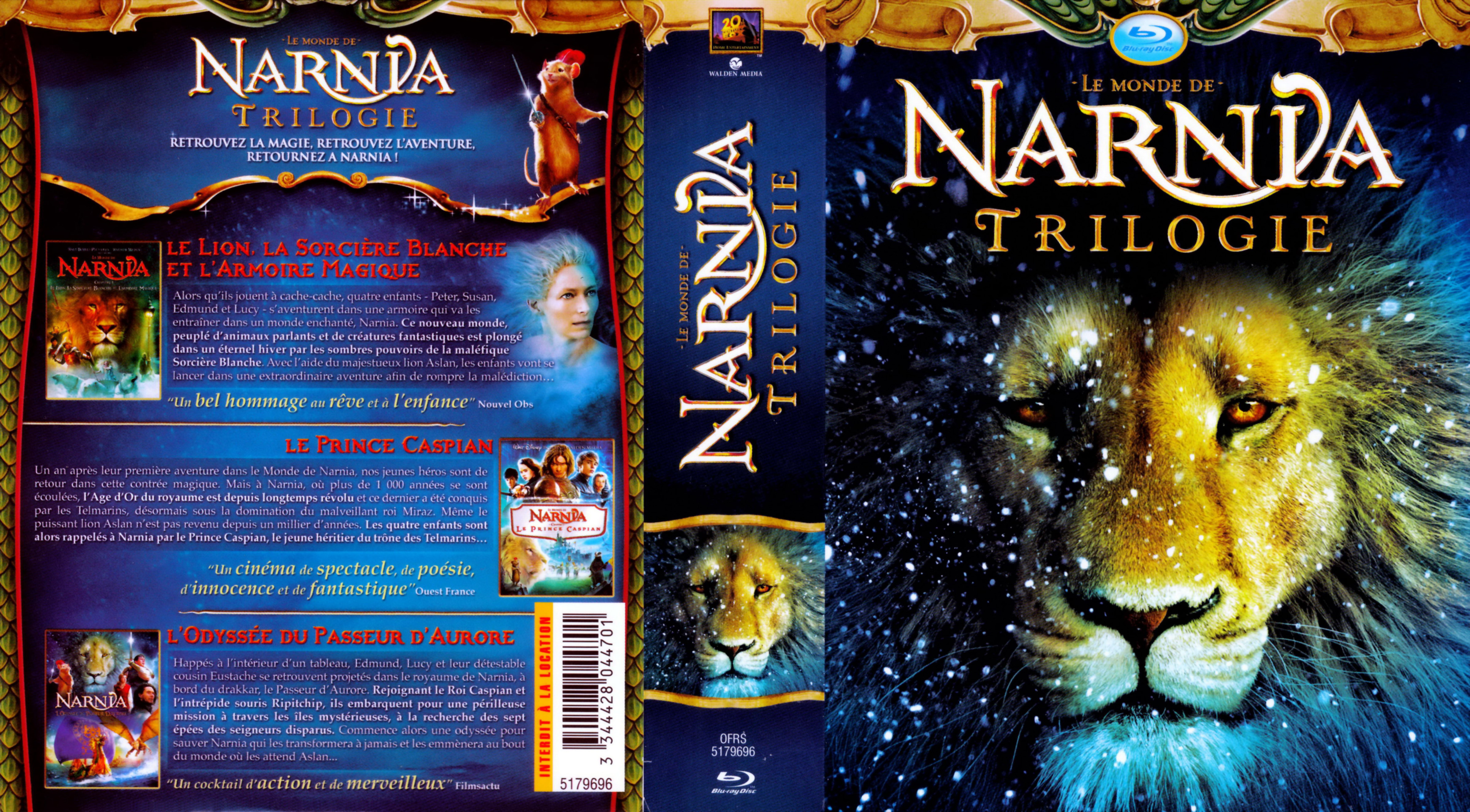 Jaquette DVD Le monde de Narnia Trilogie (BLU-RAY)