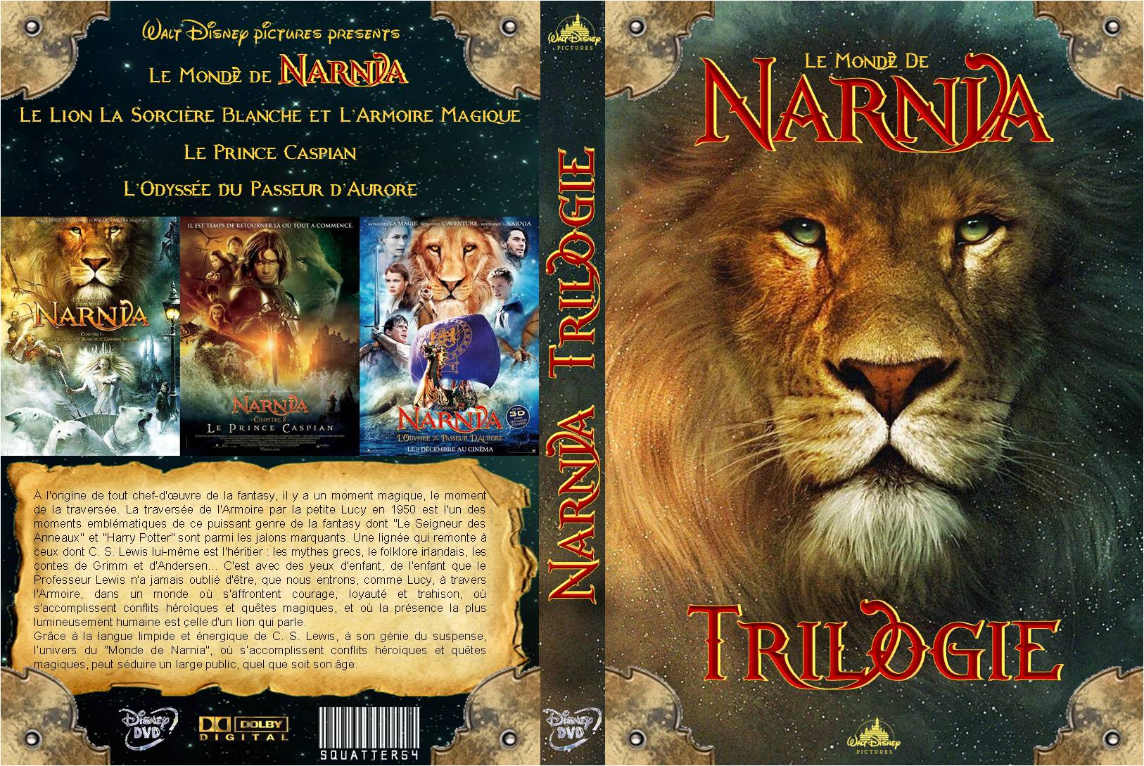 Jaquette DVD Le monde de Narnia Trilogie custom