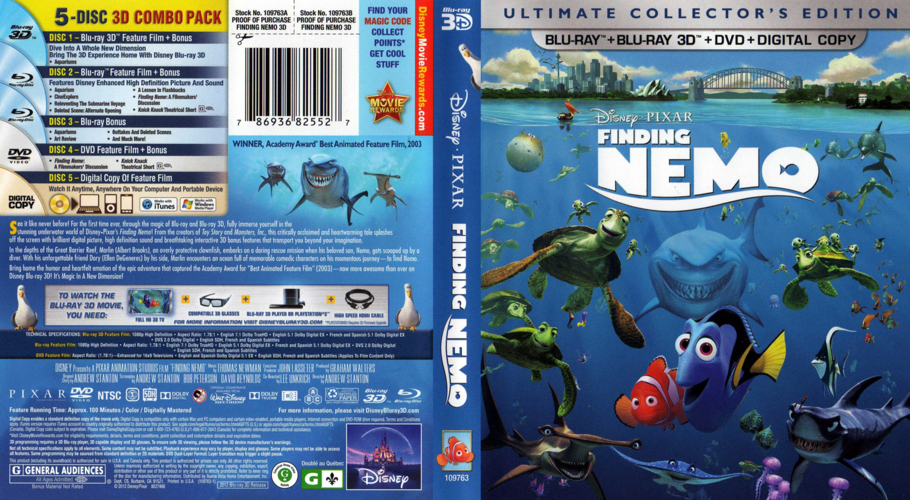Jaquette DVD Le monde de Nemo - Finding Nemo (Canadienne) (BLU-RAY)
