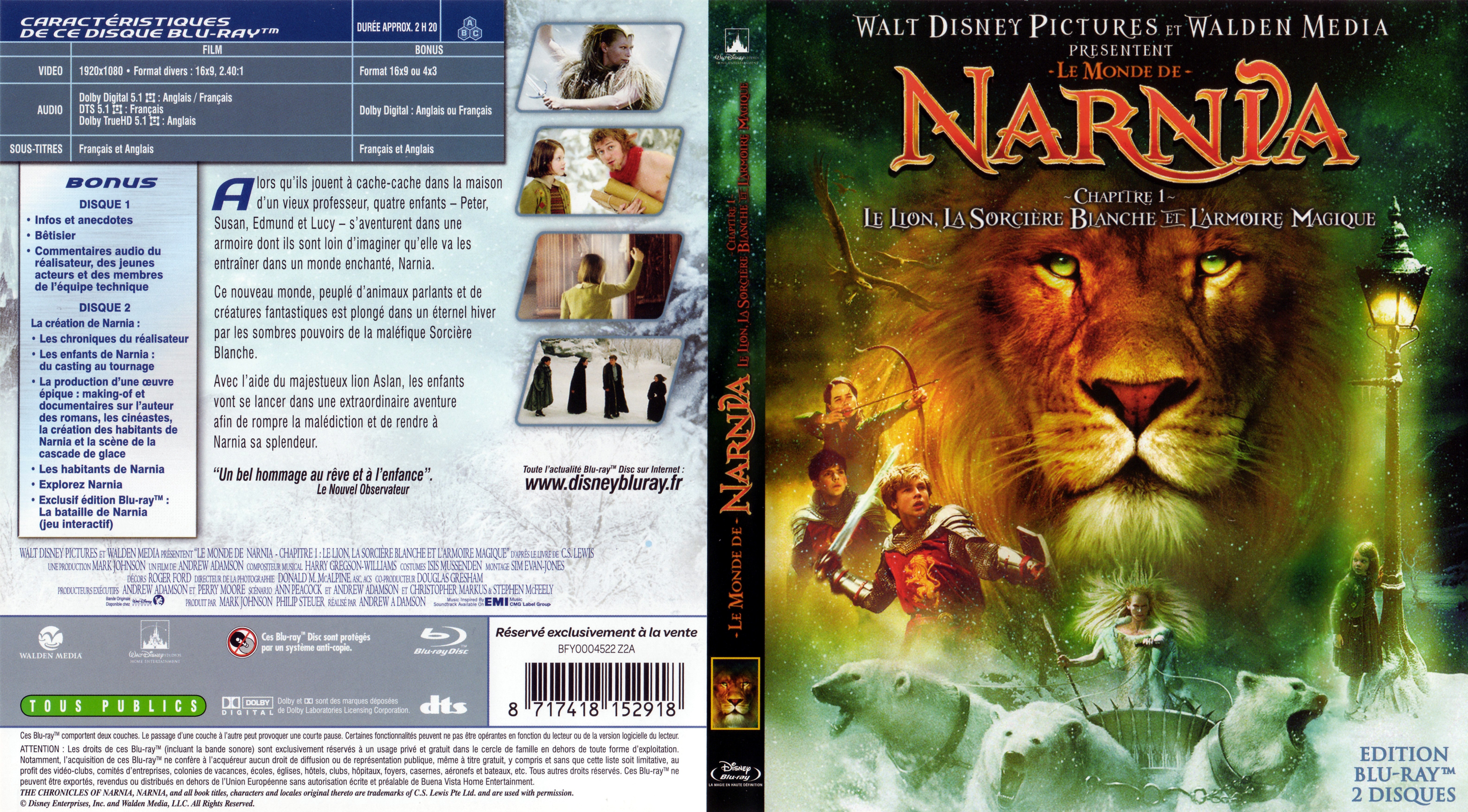 Jaquette DVD Le monde de narnia chapitre 1 (BLU-RAY)