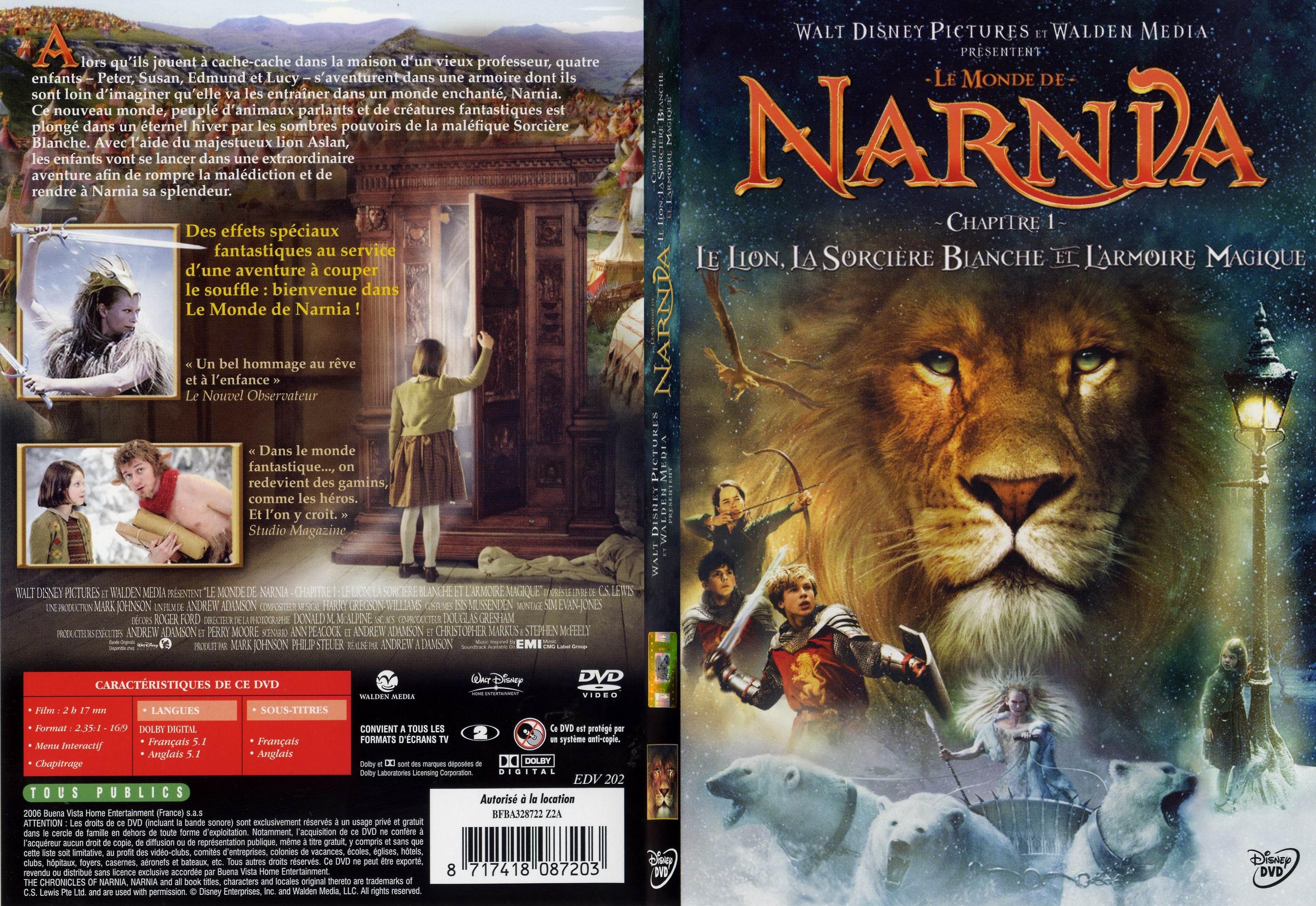 Jaquette DVD Le monde de narnia chapitre 1 - SLIM