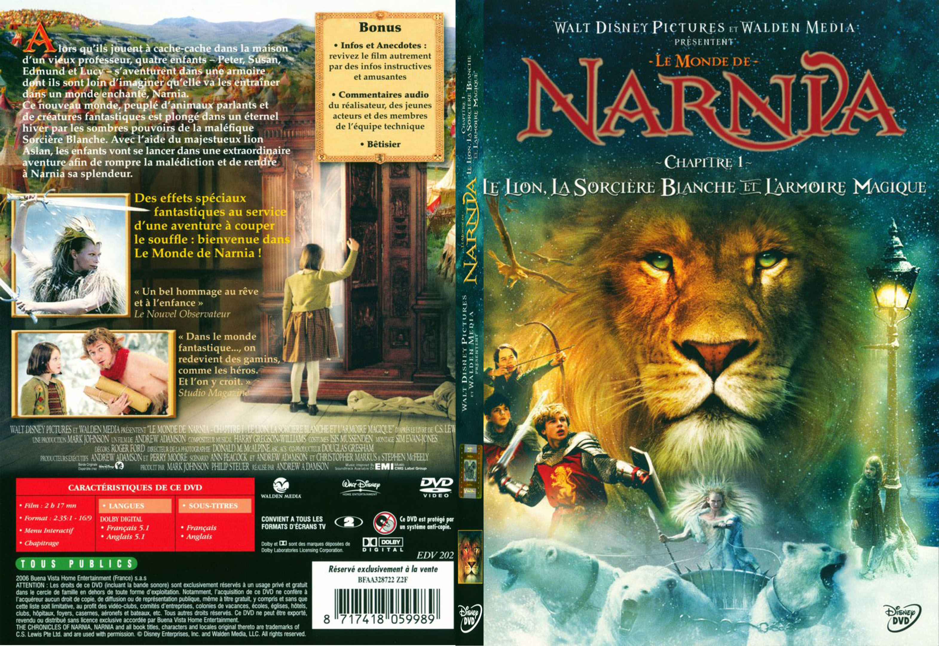 Jaquette DVD Le monde de narnia chapitre 1 - SLIM v2