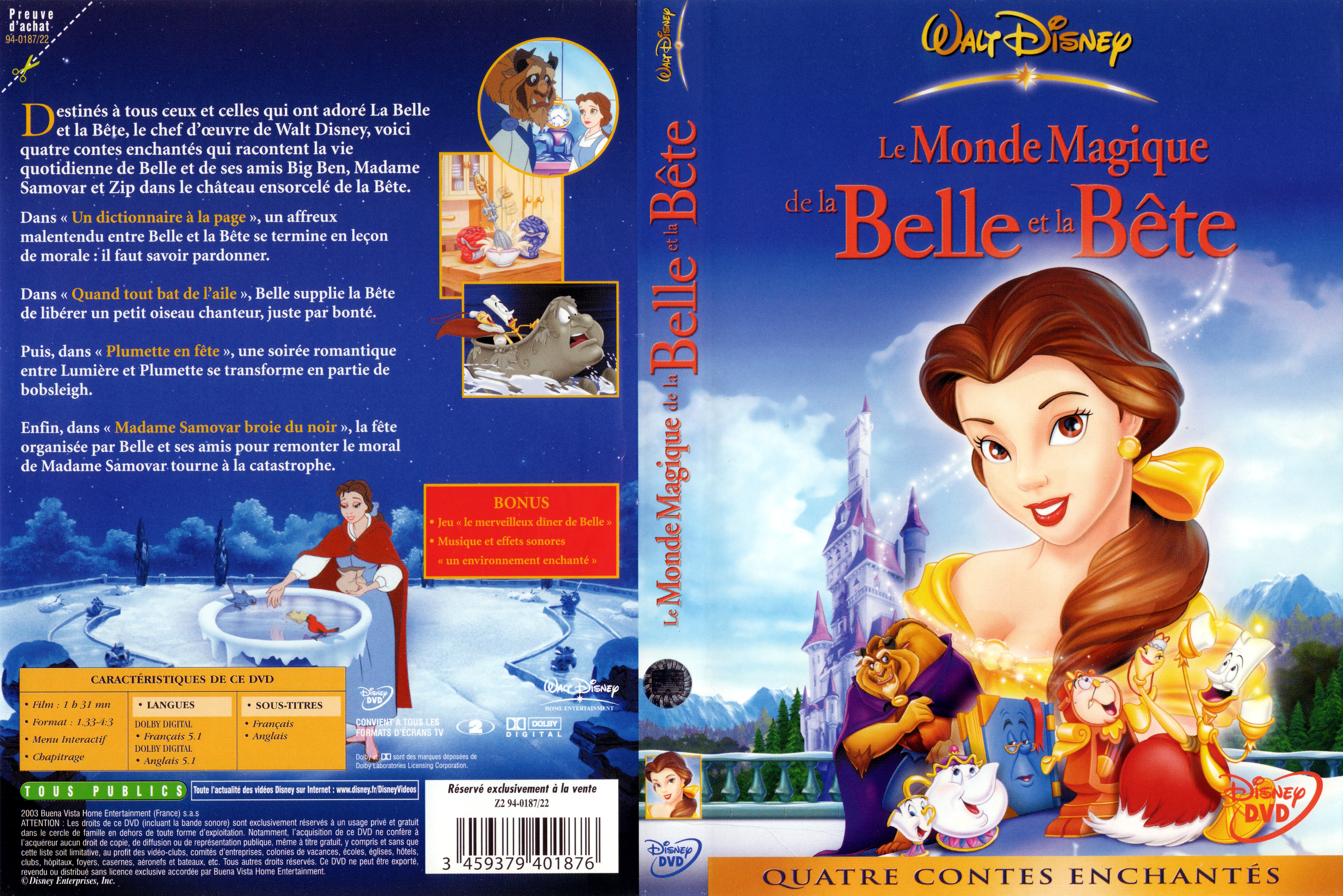 Jaquette DVD Le monde magique de la belle et la bete
