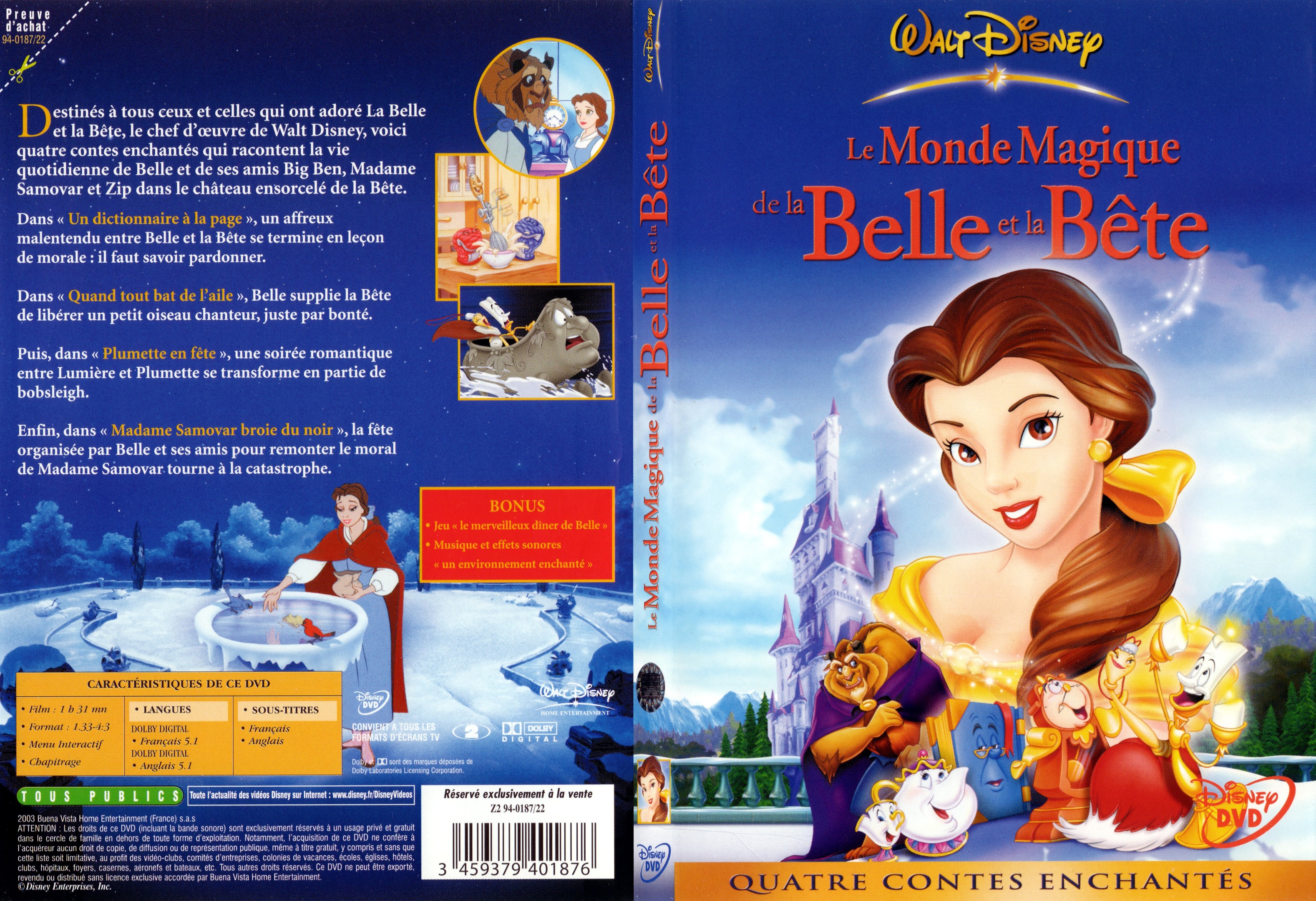 Jaquette DVD Le monde magique de la belle et la bete - SLIM
