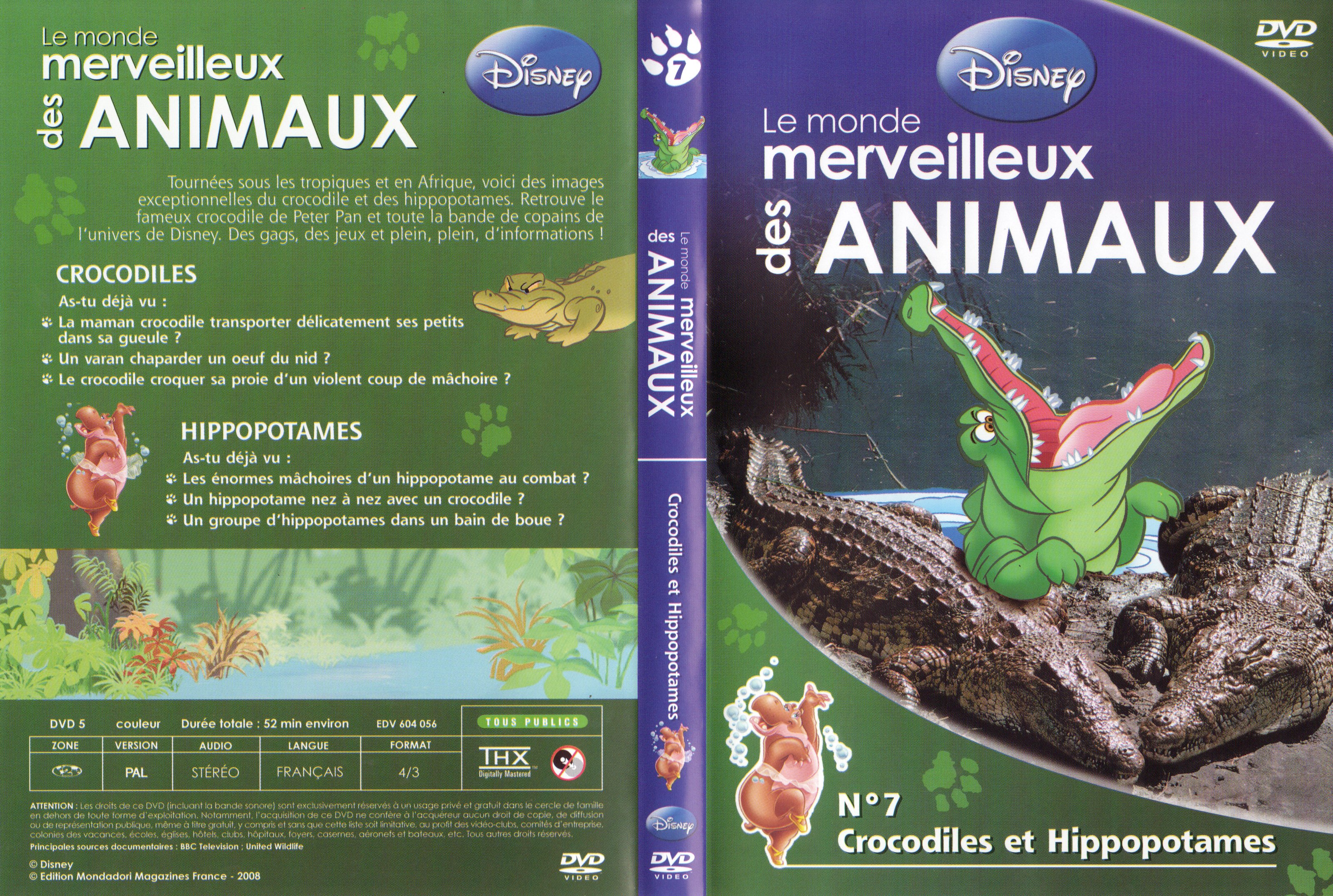 Jaquette DVD Le monde merveilleux des animaux - Crocodiles et Hippopotames