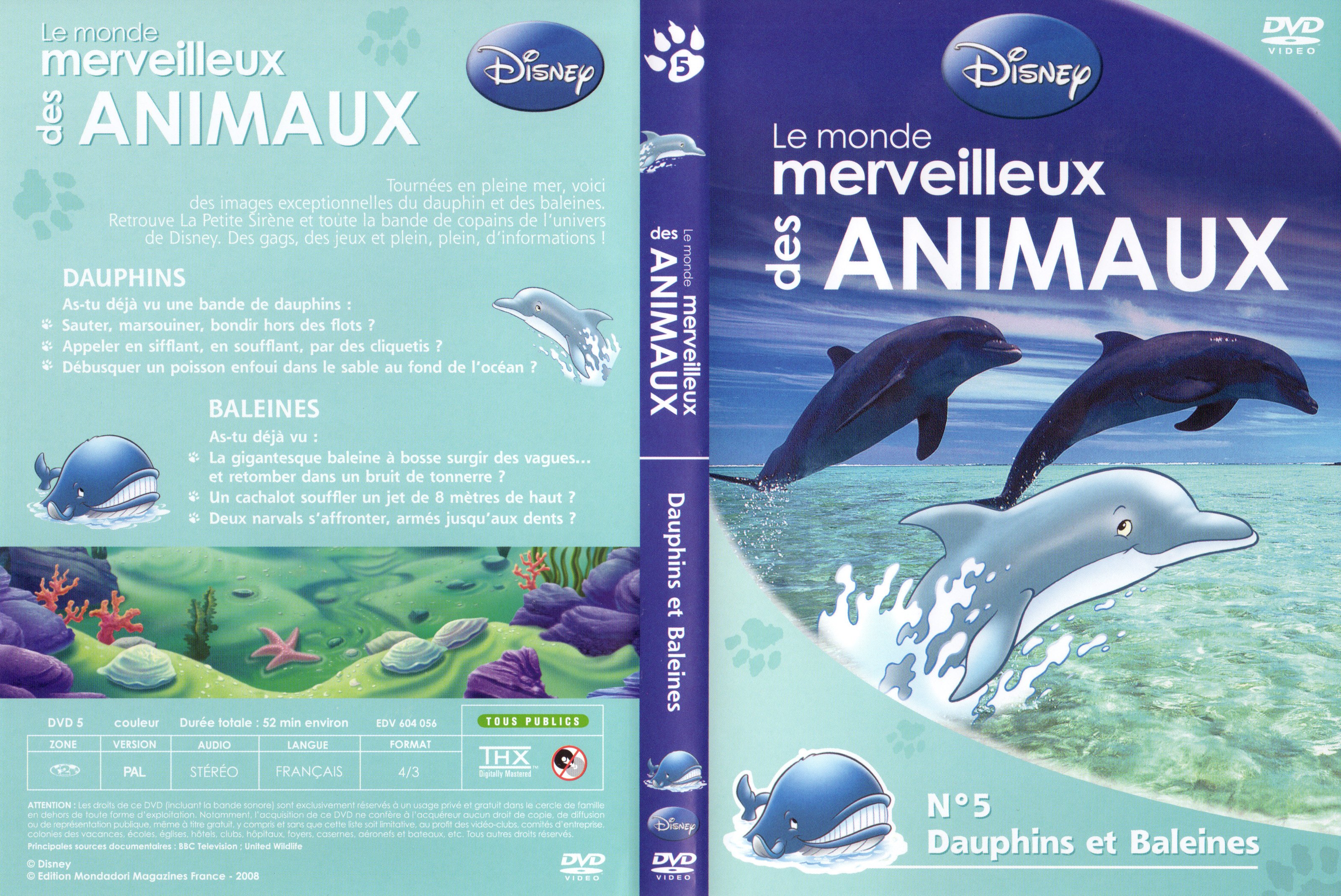 Jaquette DVD Le monde merveilleux des animaux - Dauphins et baleines