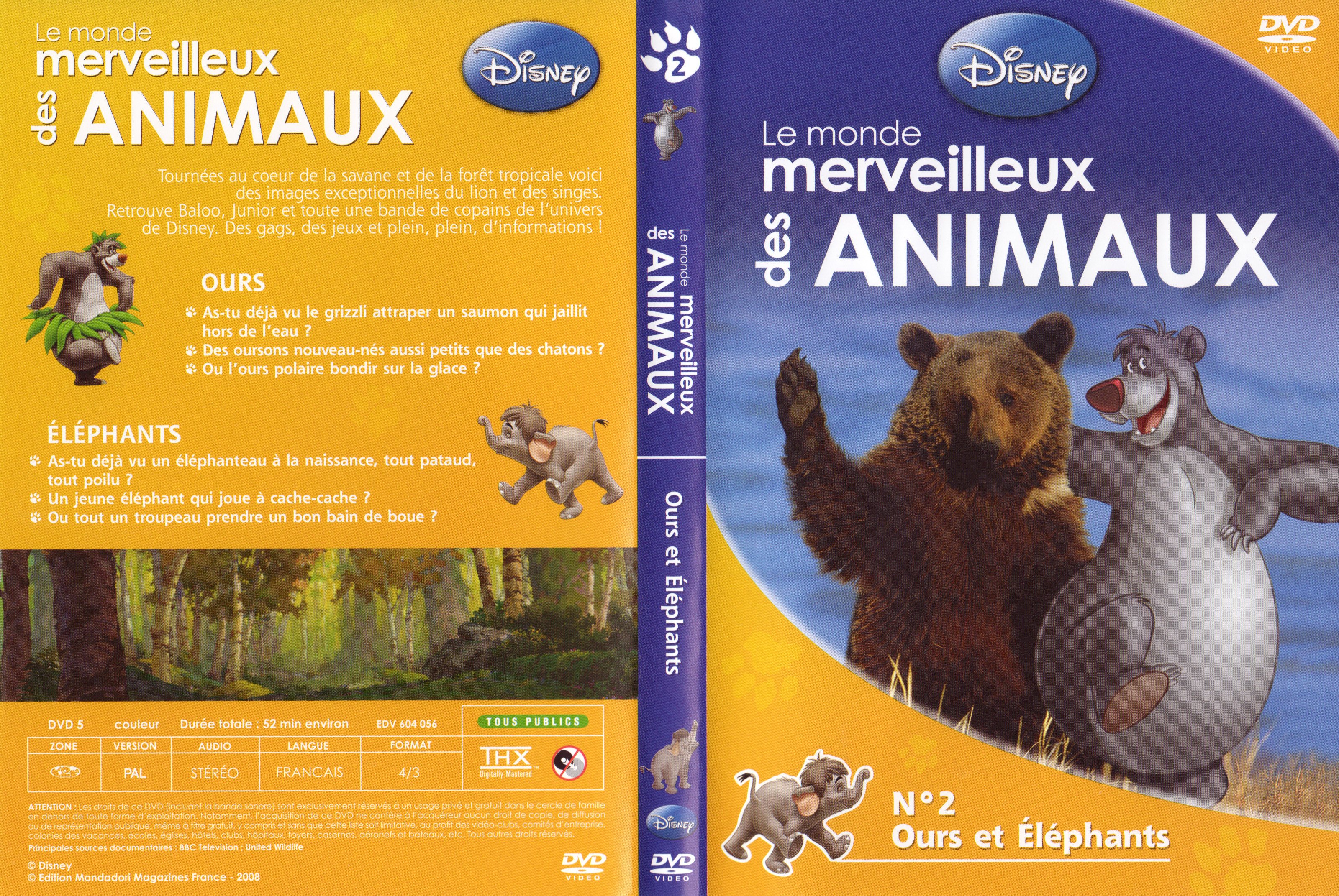 Jaquette DVD Le monde merveilleux des animaux - Ours et lphants