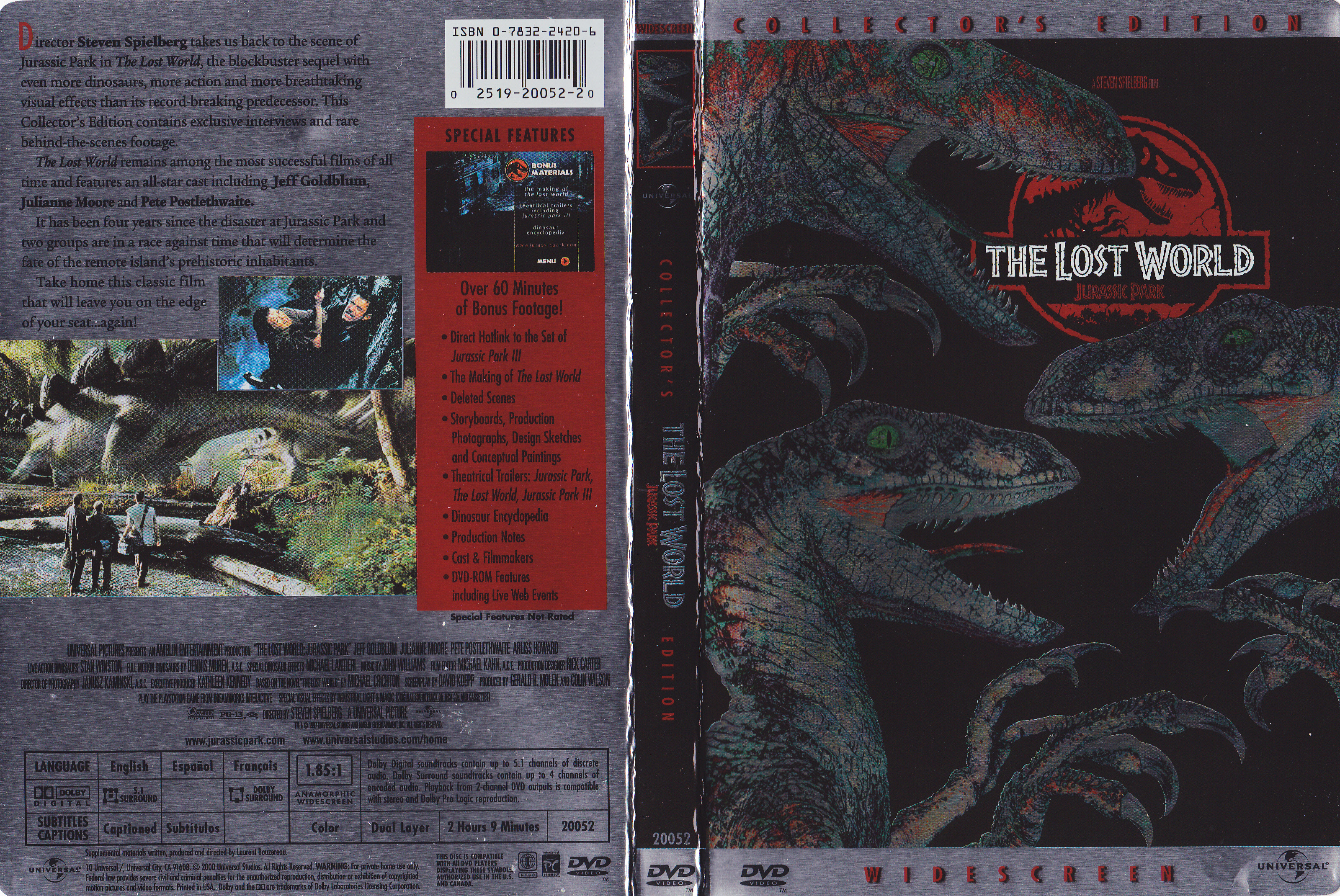 Jaquette DVD Le monde perdu : Jurassic Park (Canadienne)