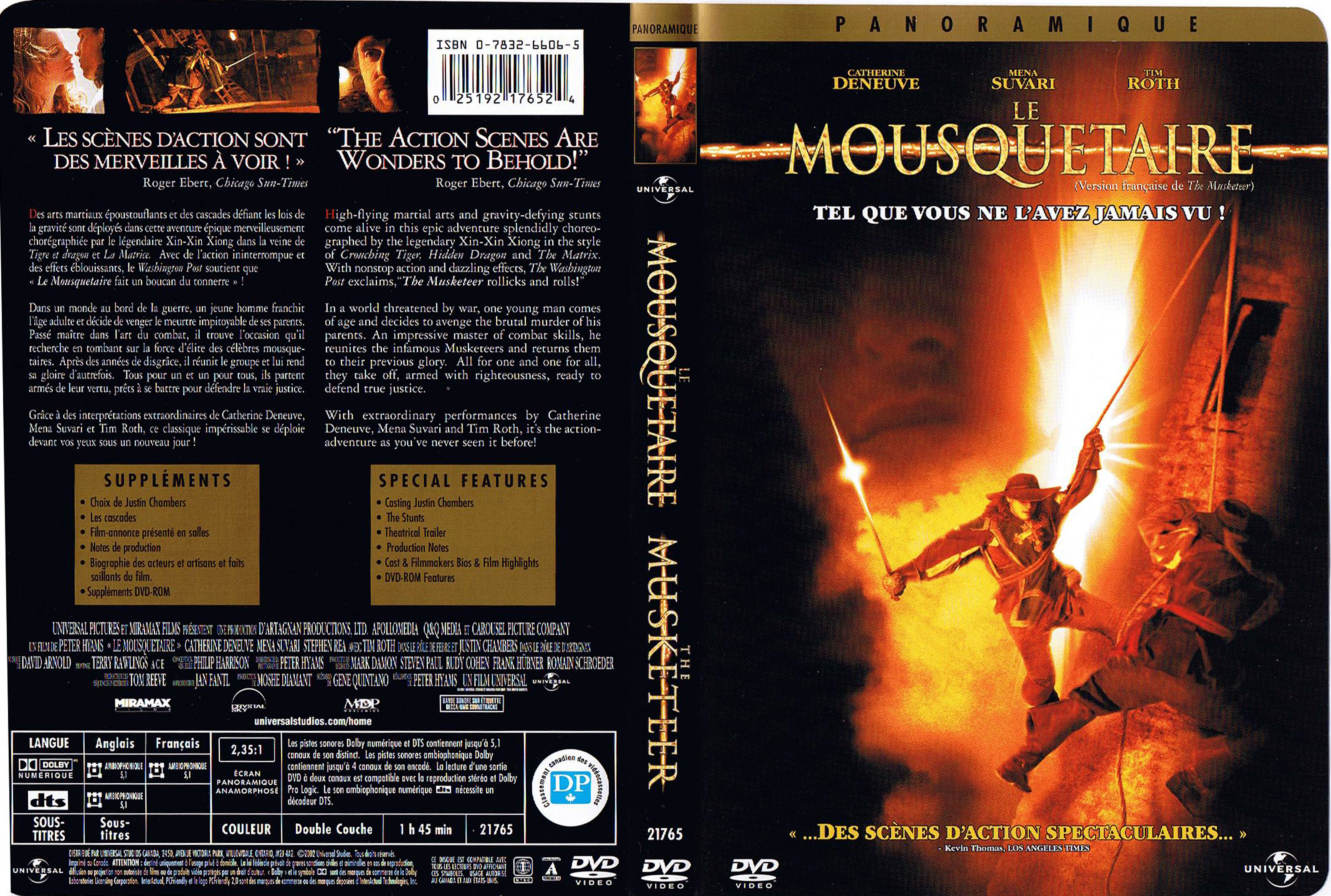 Jaquette DVD Le mousquetaire (Canadienne)
