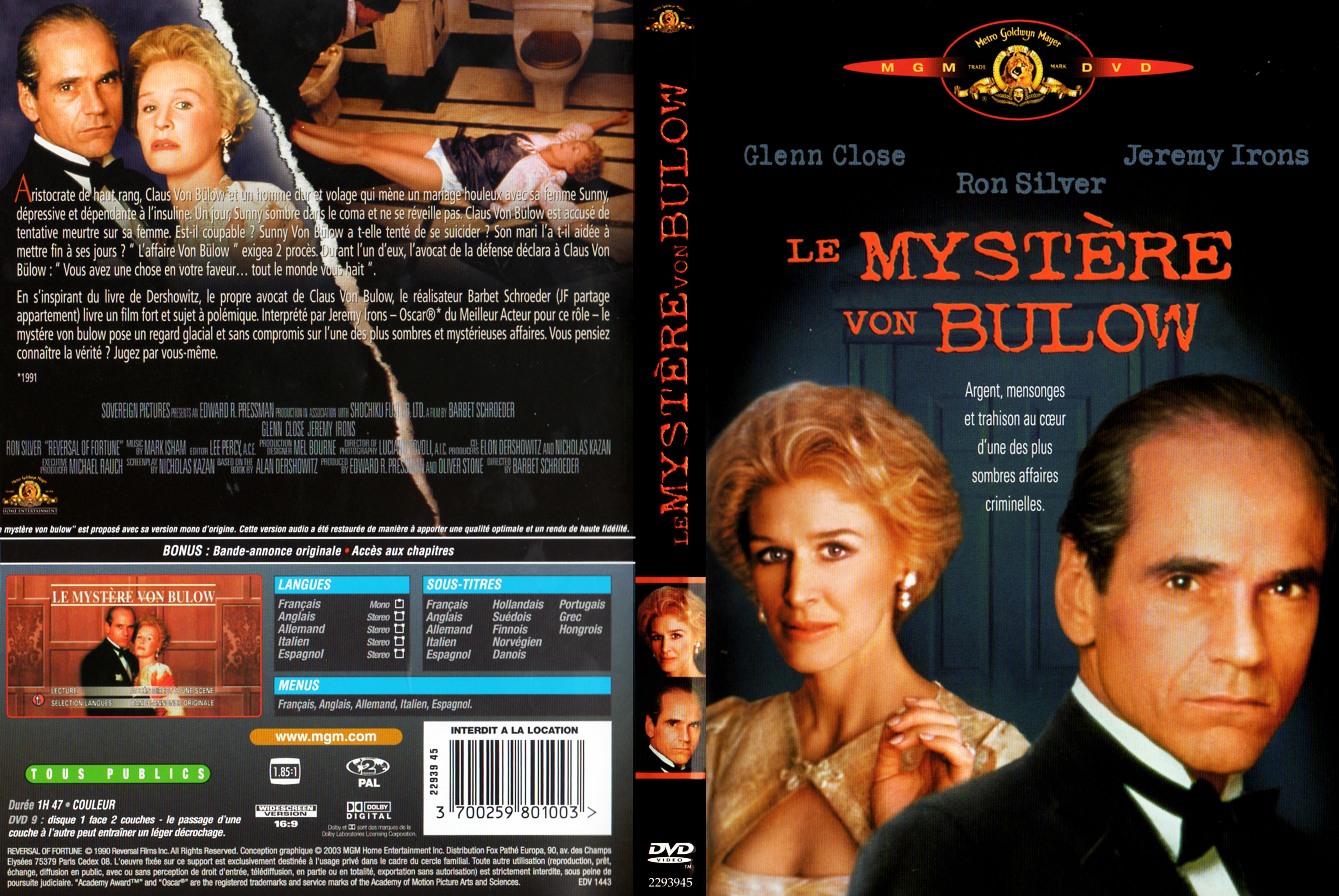 Jaquette DVD Le mystre Von Bulow