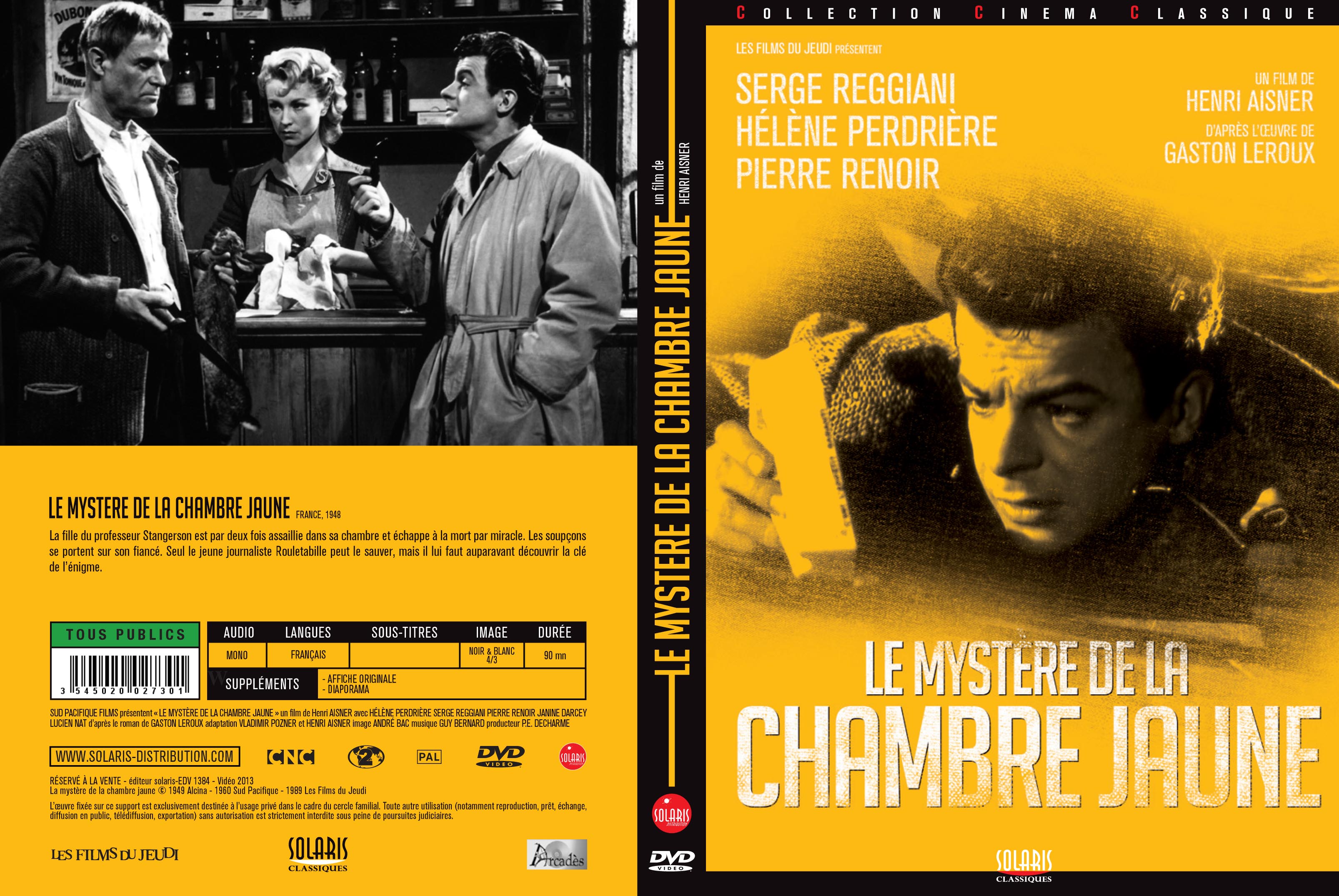 Jaquette DVD Le mystre de la chambre jaune (1949)