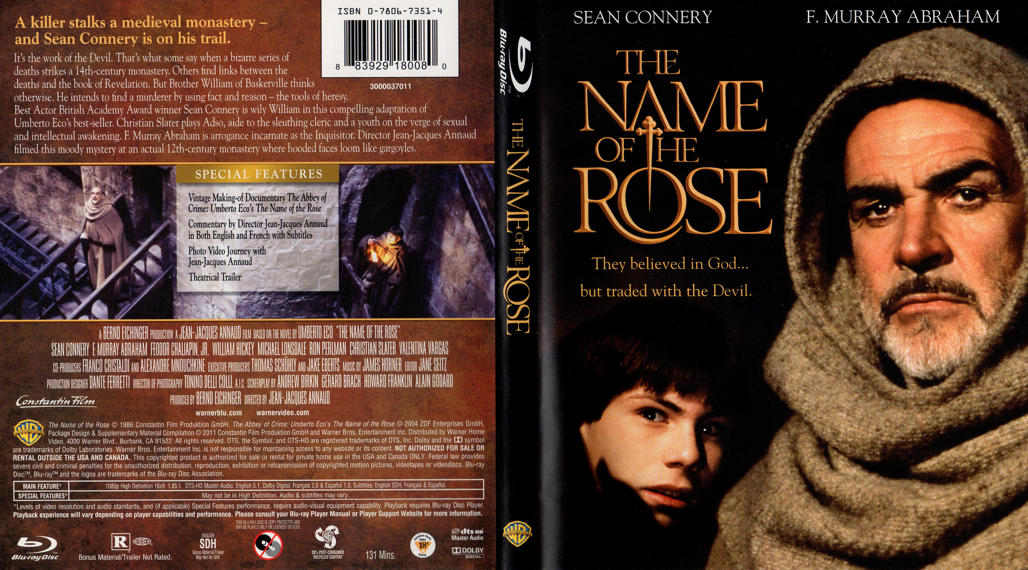 Jaquette DVD de Le nom de la rose Zone 1 (BLU-RAY) - Cinéma Passion