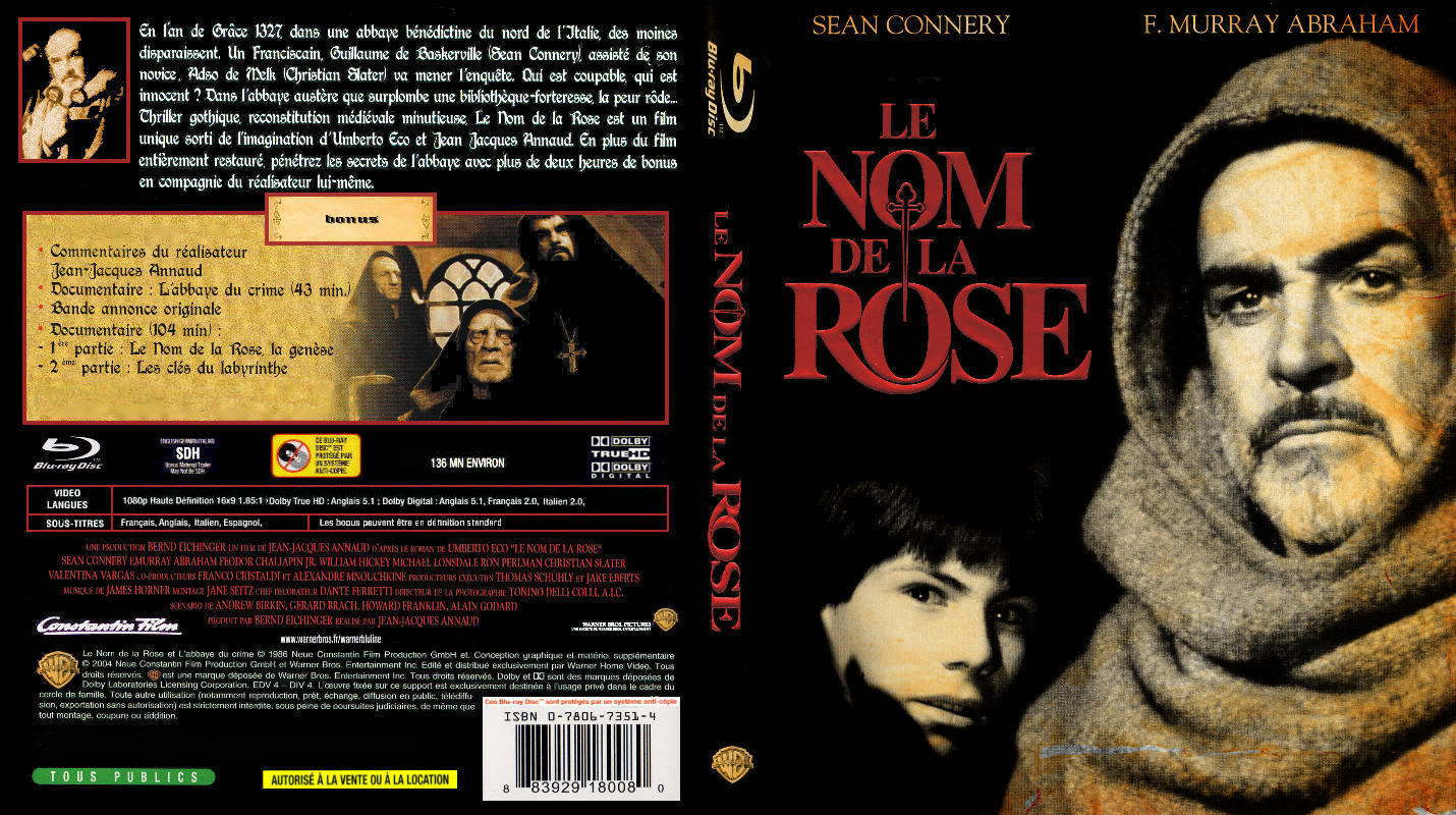 Jaquette DVD Le nom de la rose custom (BLU-RAY)