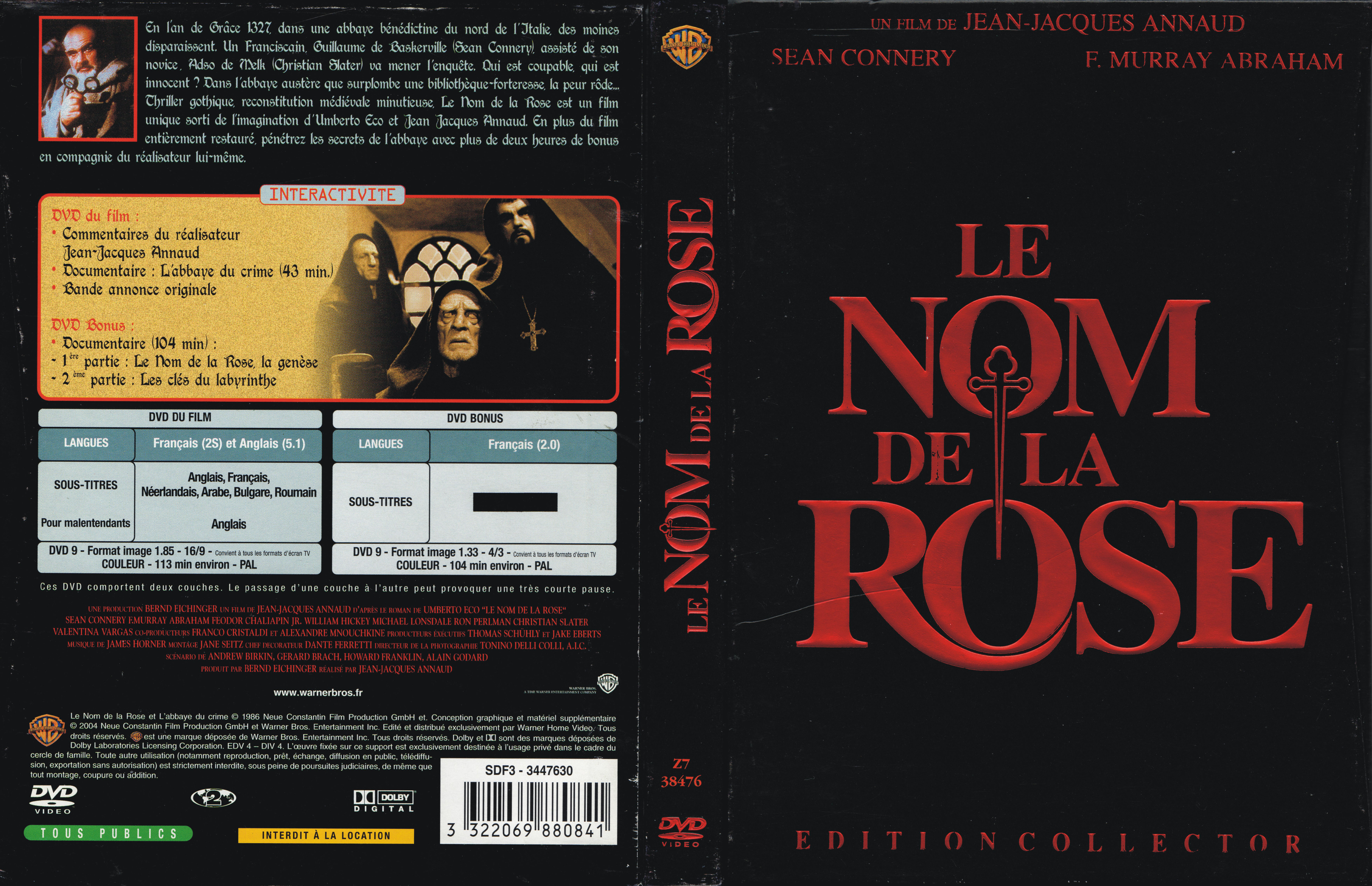 Jaquette DVD Le nom de la rose v4