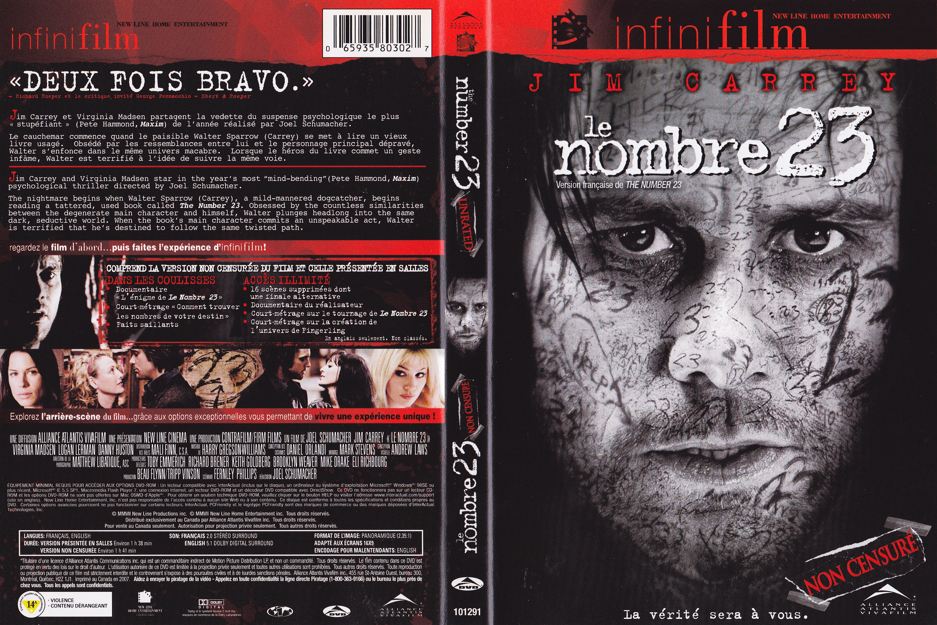 Jaquette DVD Le nombre 23 - Number 23 (Canadienne)