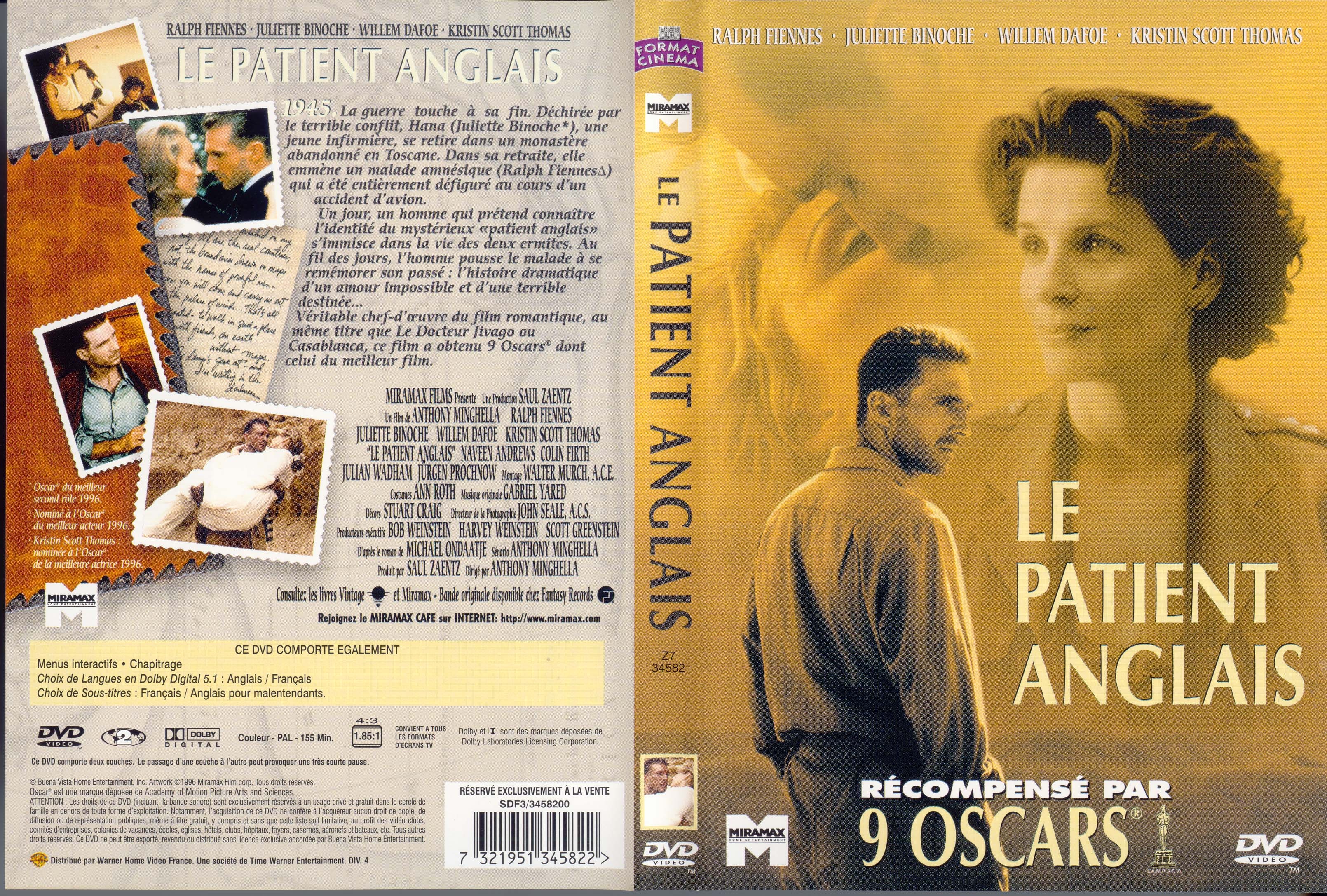 Jaquette DVD Le patient anglais v3