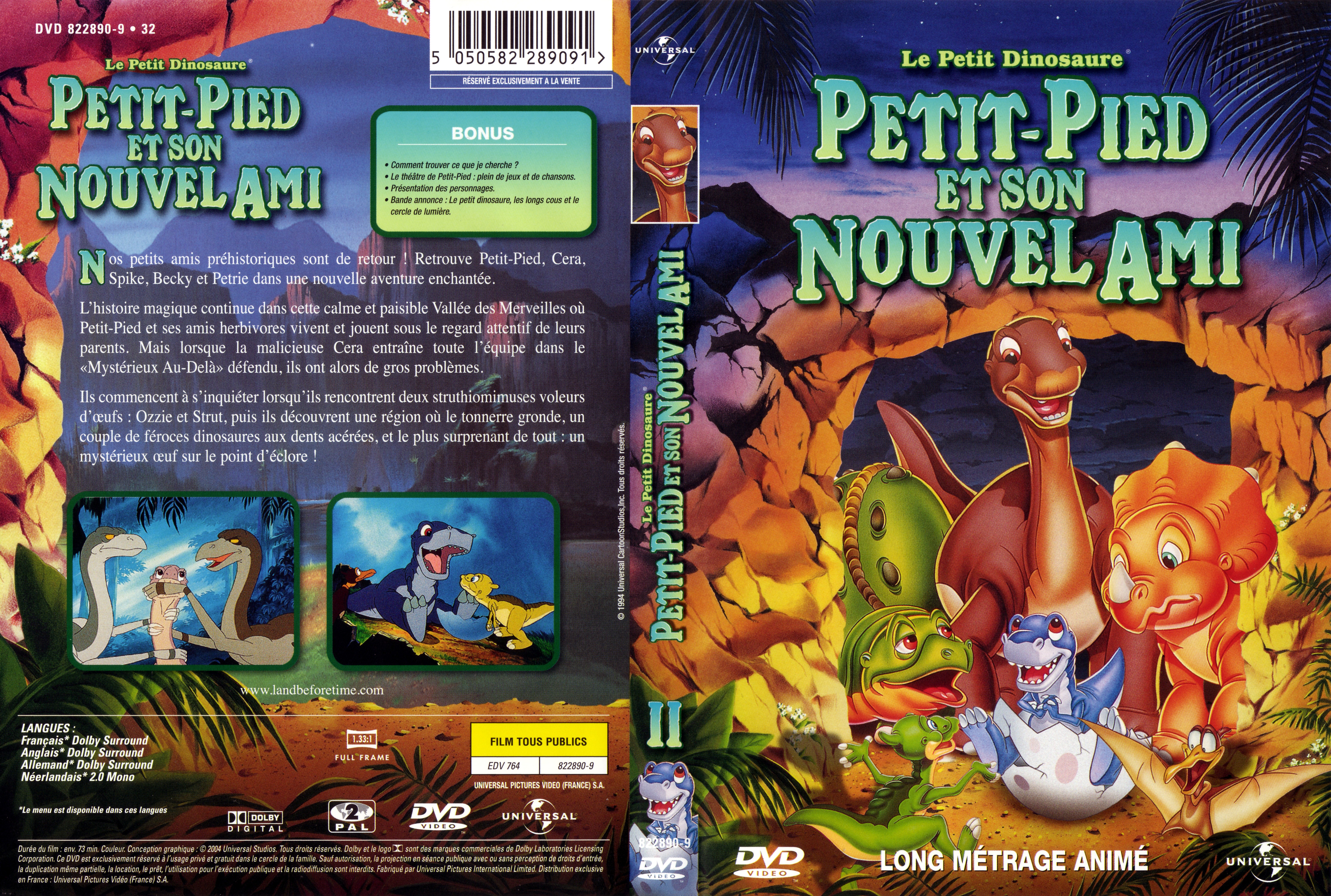 Jaquette DVD Le petit dinosaure vol 2 - petit pied et son nouvel ami