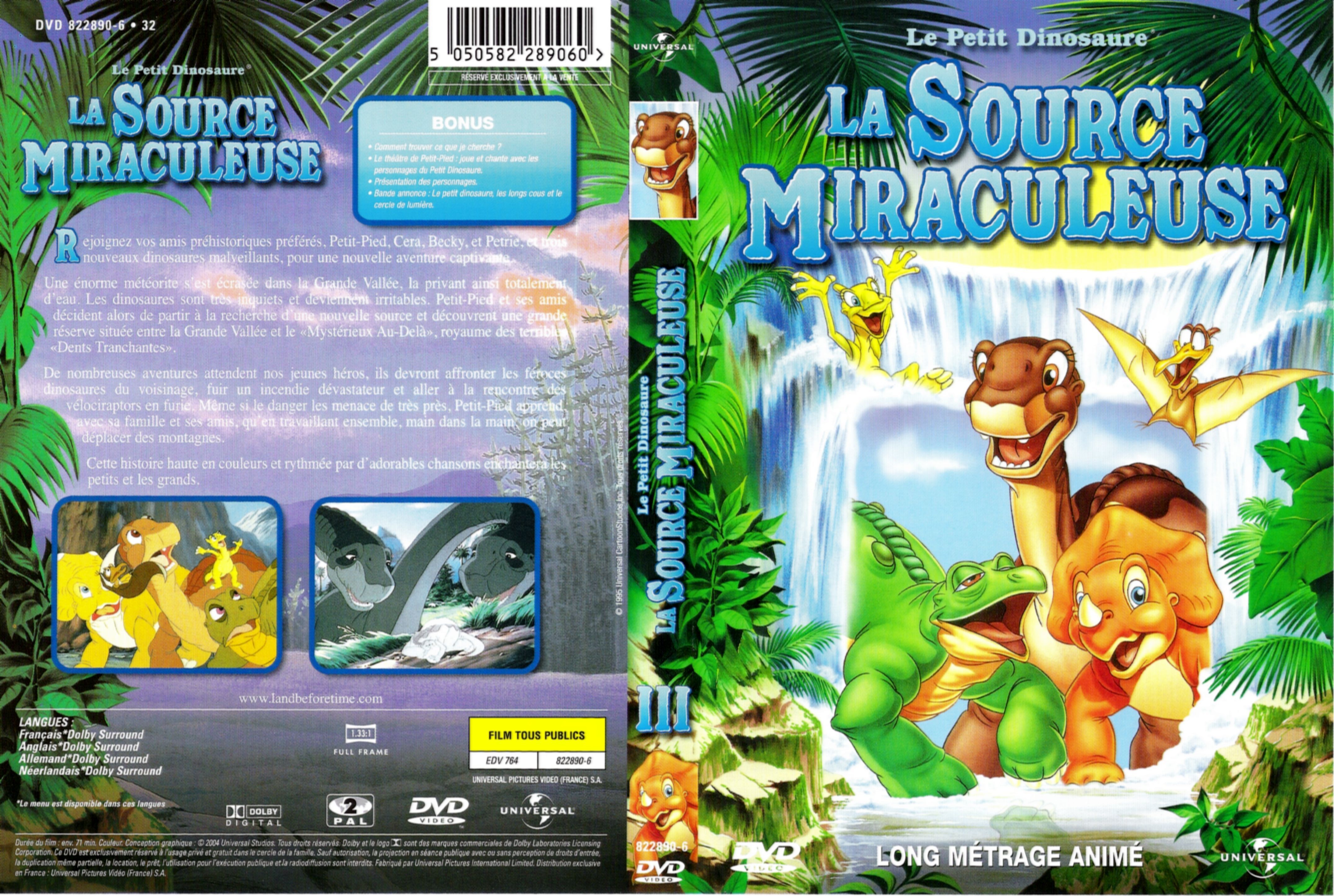 Jaquette DVD Le petit dinosaure vol 3 - la source miraculeuse