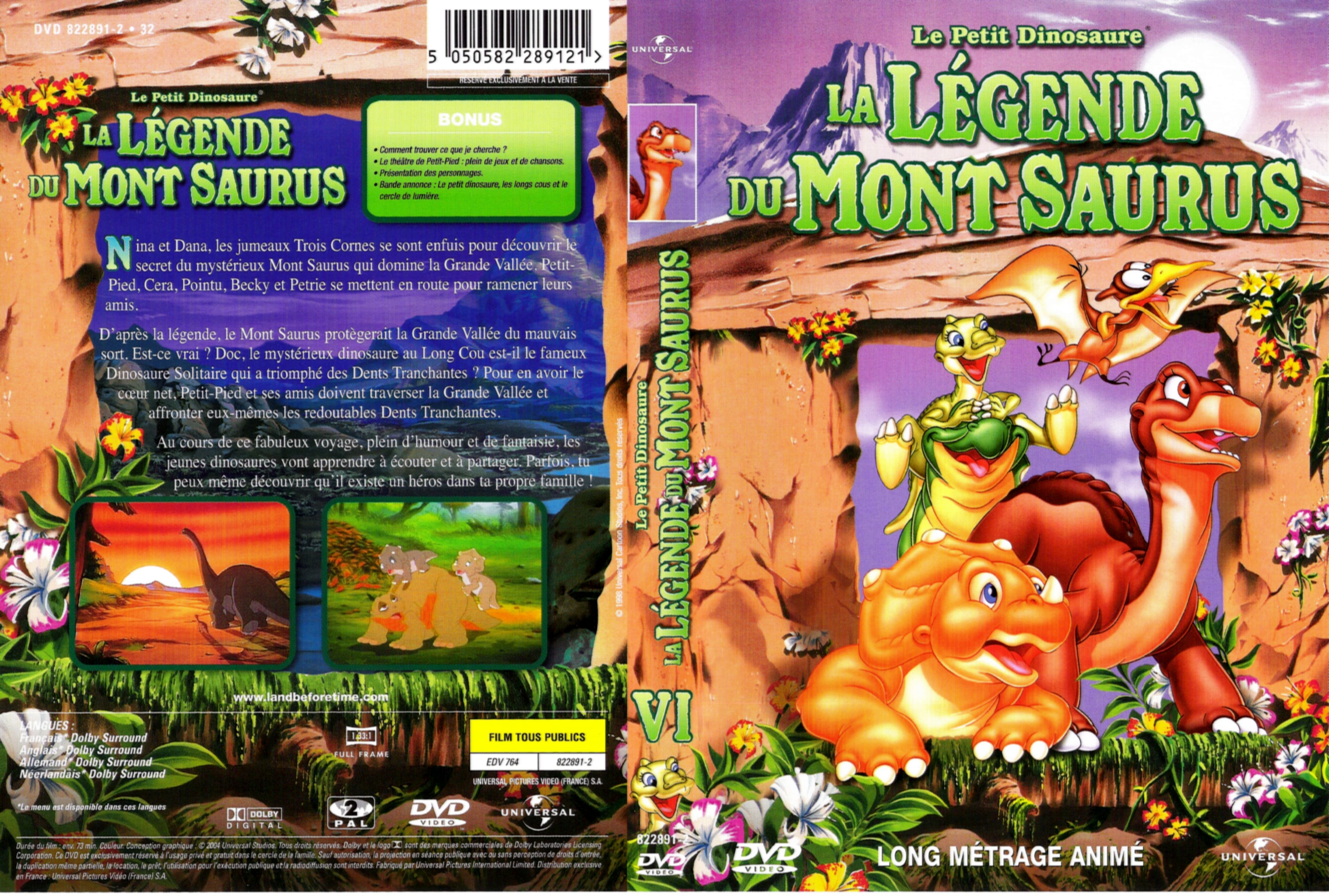 Jaquette DVD Le petit dinosaure vol 6 - la lgende du mont saurus
