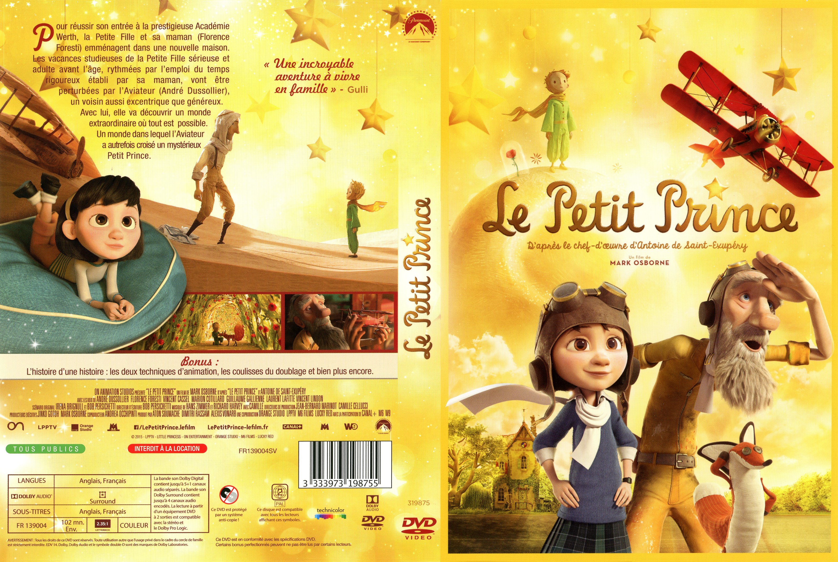 Jaquette DVD Le petit prince (2015)