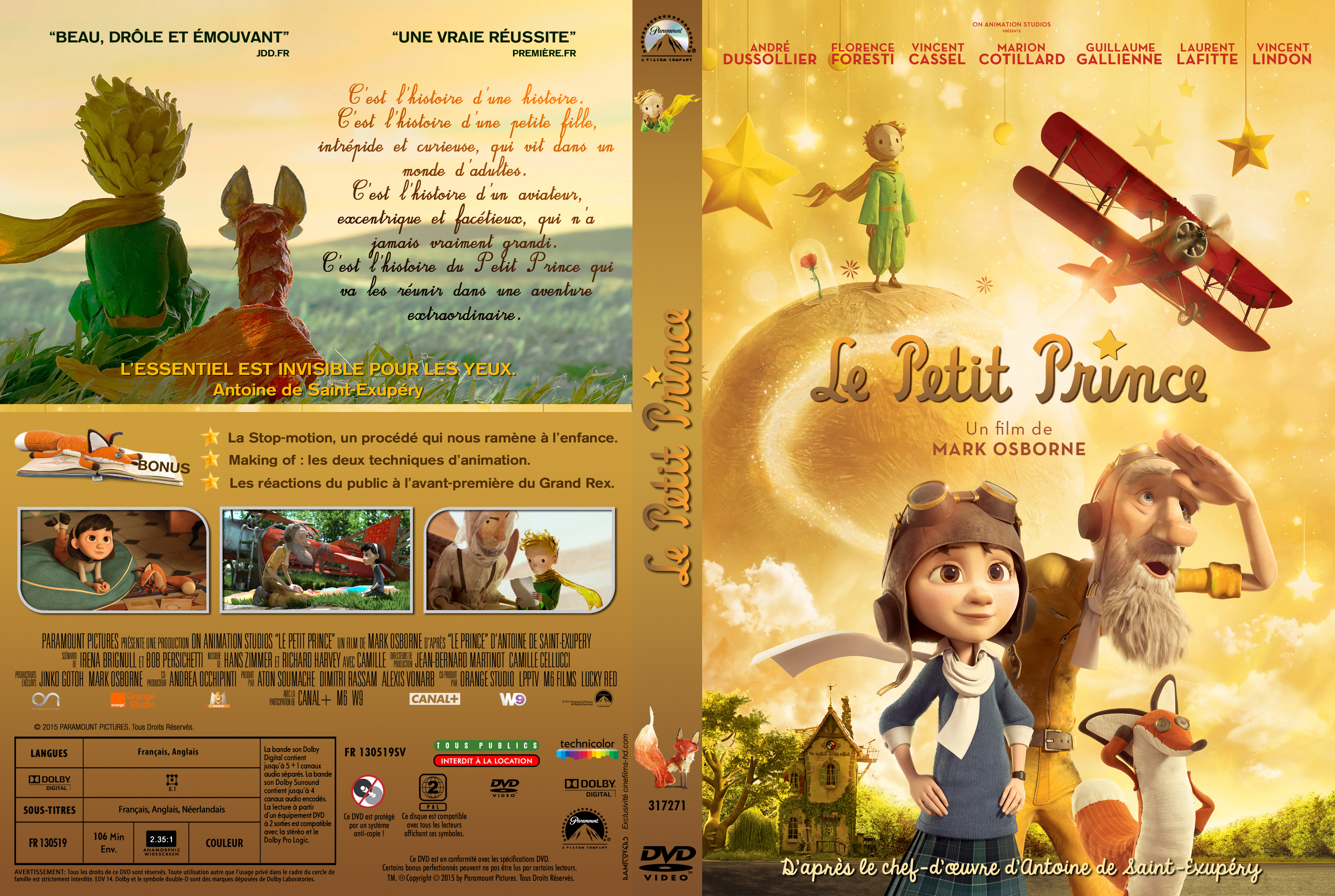 Jaquette DVD Le petit prince (2015) custom v2
