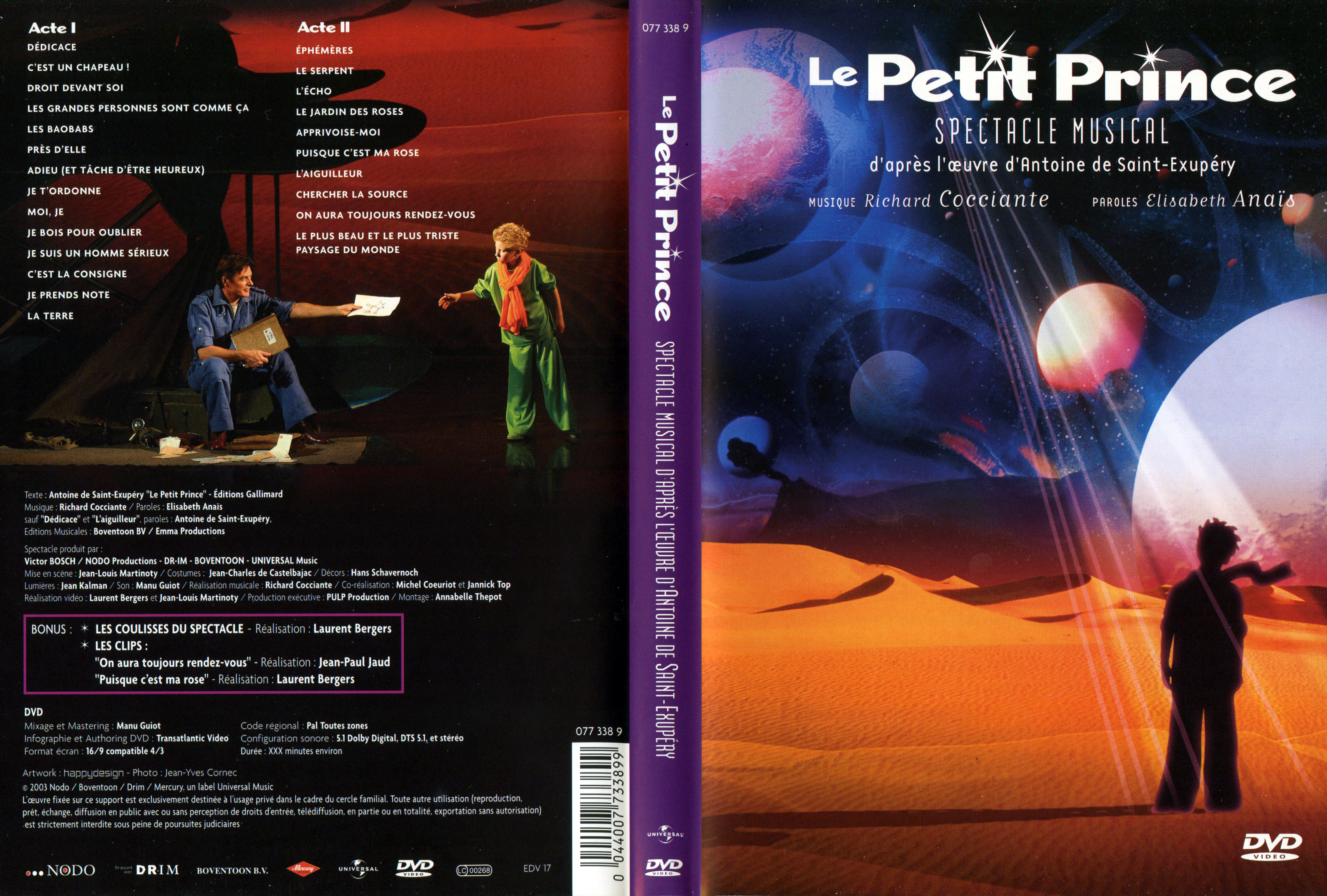 Jaquette DVD Le petit prince - le spectacle
