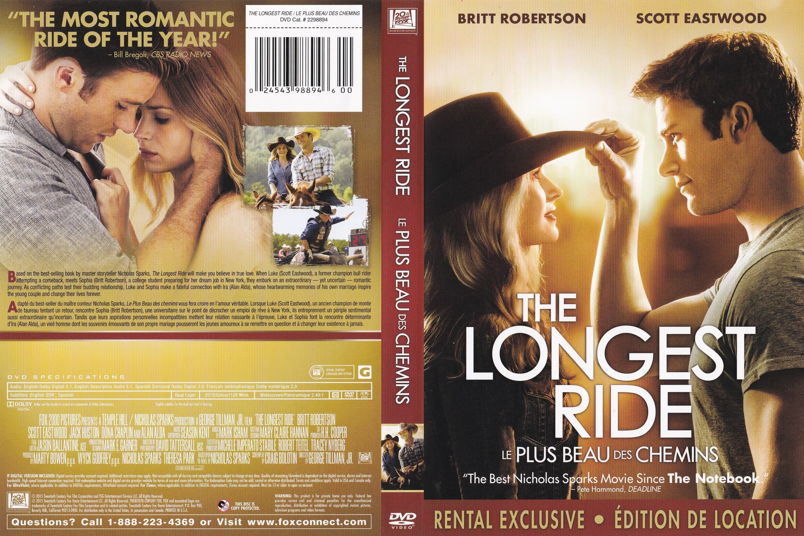 Jaquette DVD Le plus beau des chemins - Longest ride (canadienne)