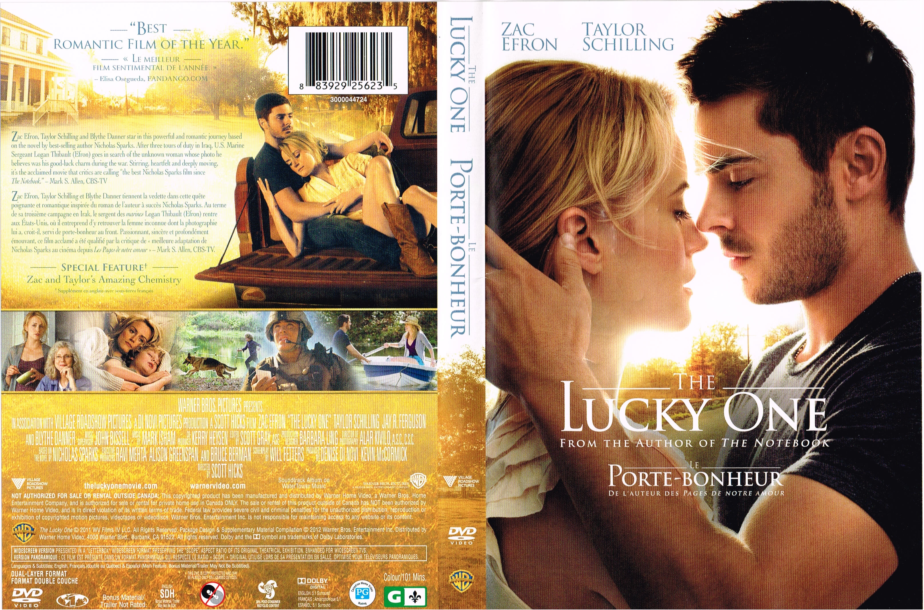 Jaquette DVD Le porte-bonheur - The lucky one (Canadienne)