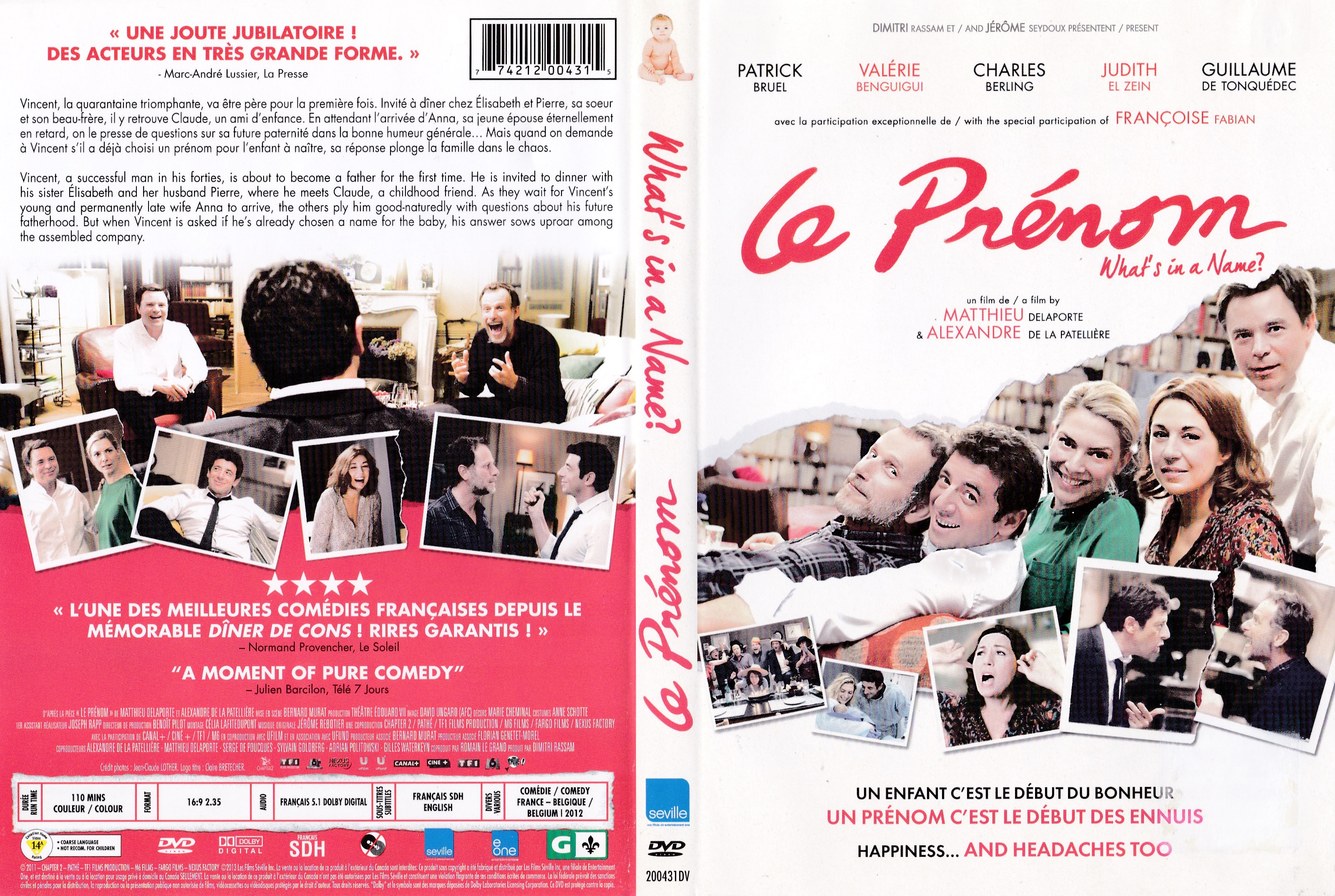 Jaquette DVD Le prenom - What-s in a name  (Canadienne)