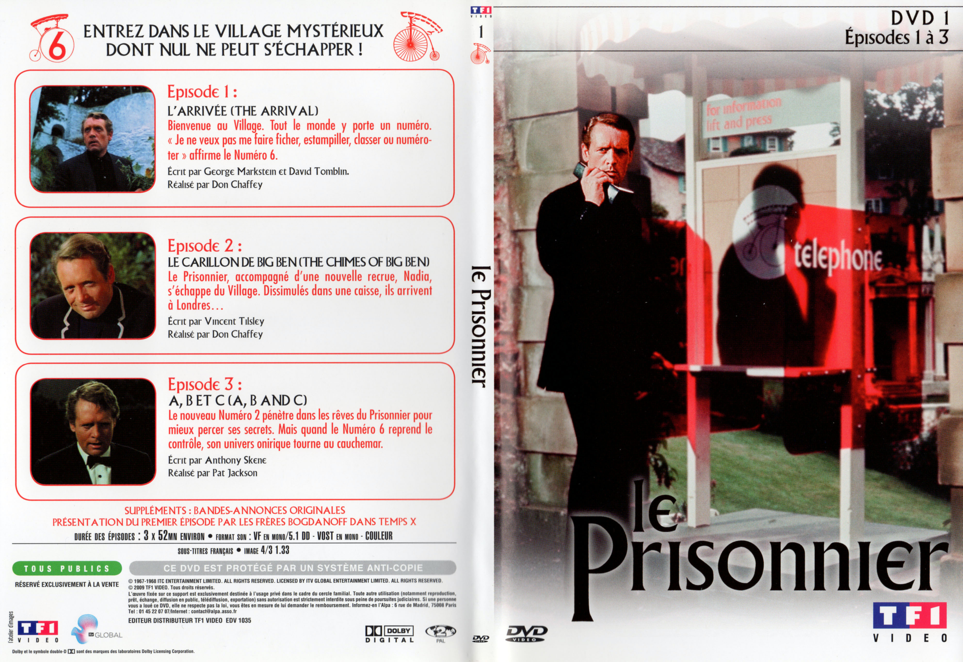 Jaquette DVD Le prisonnier DVD 1 v2
