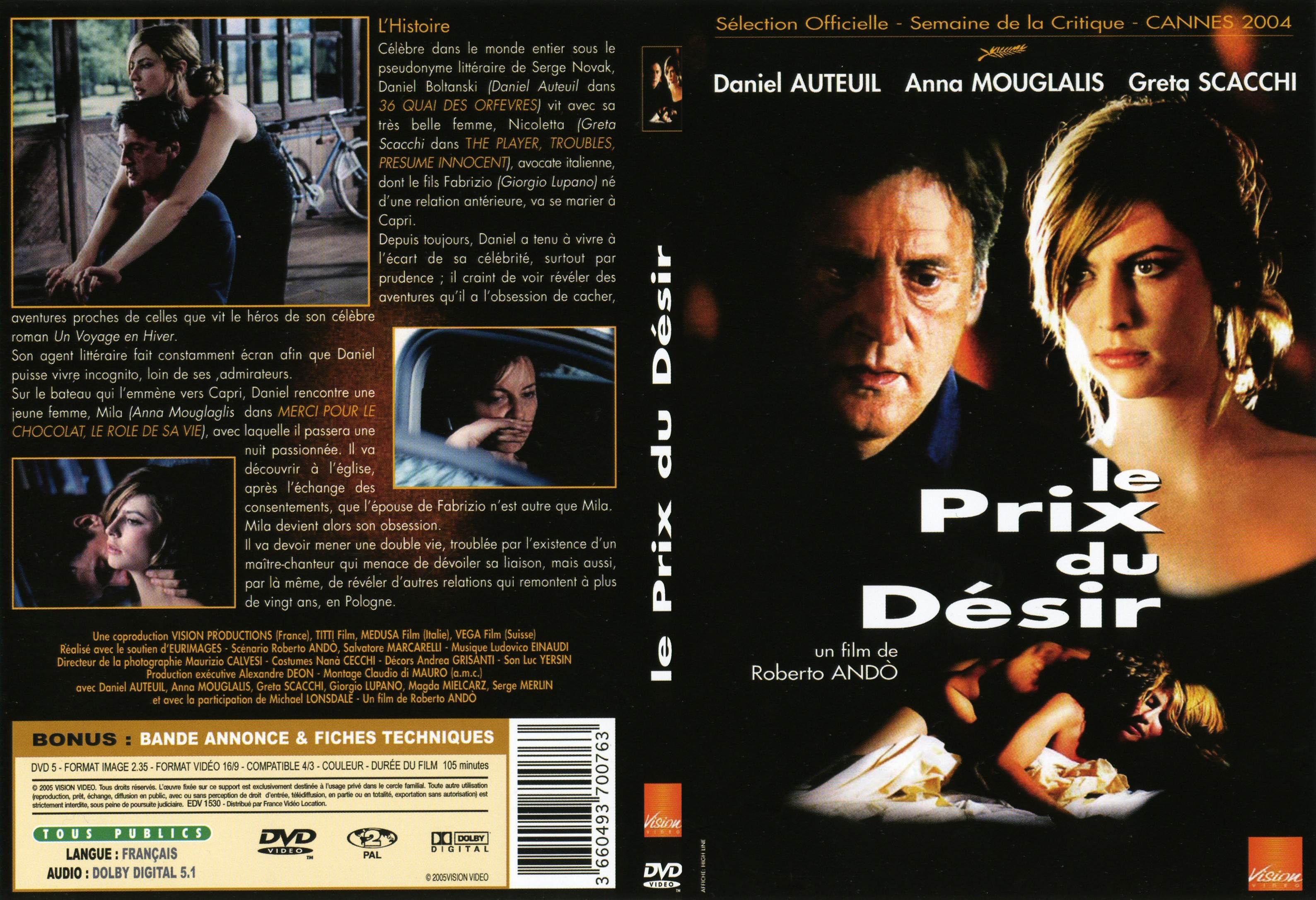 Jaquette DVD Le prix du dsir - SLIM