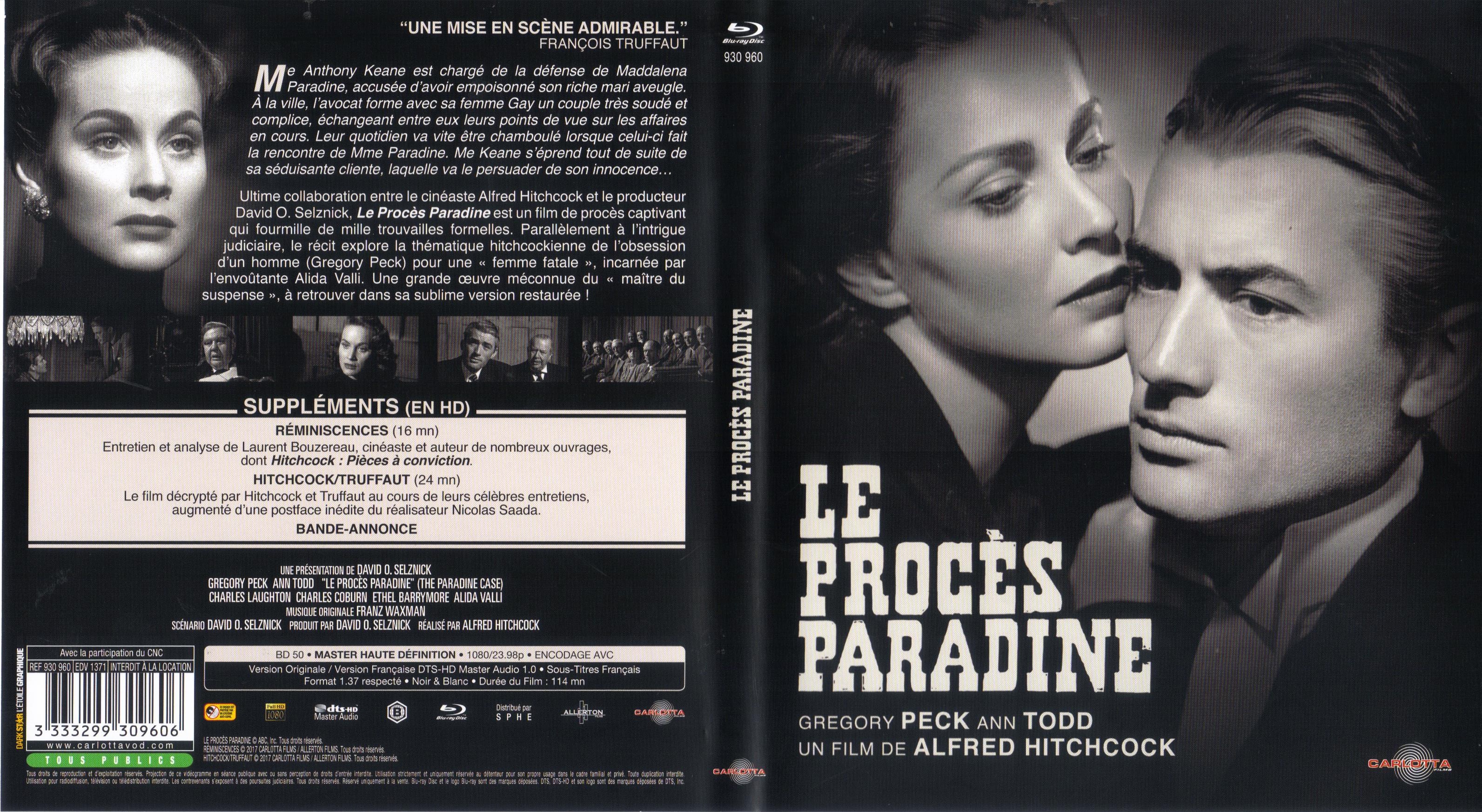 Jaquette DVD Le procs Paradine (BLU-RAY)