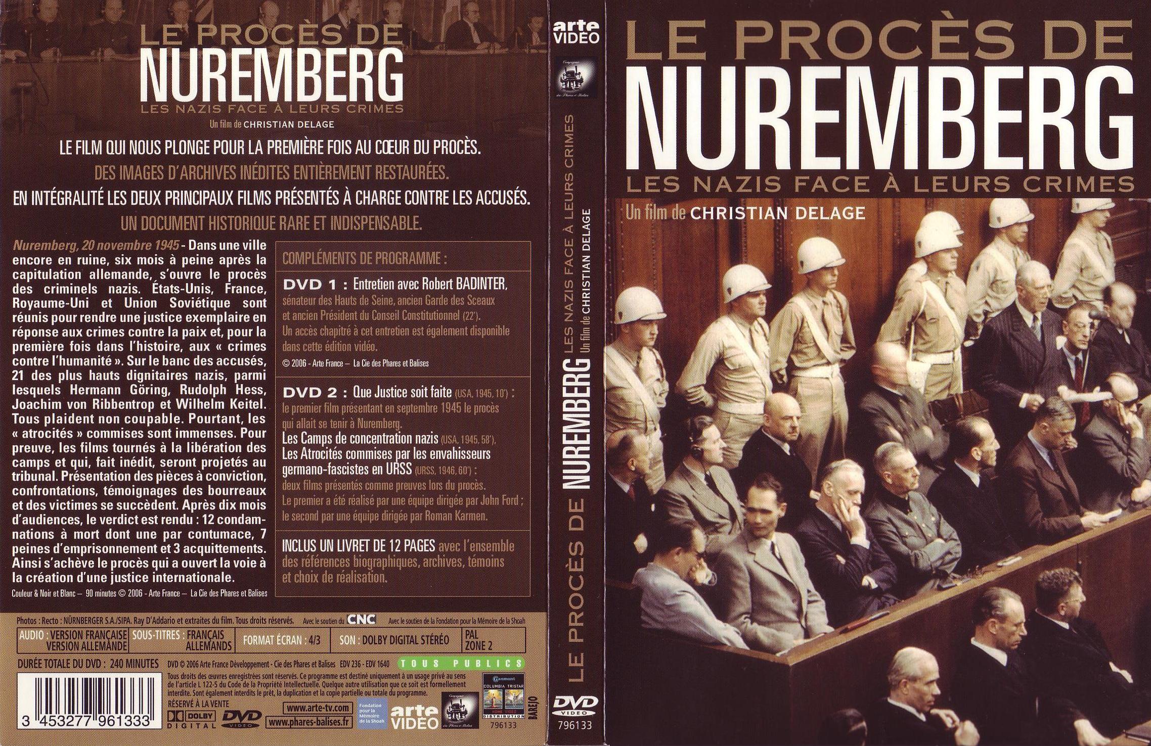 Jaquette DVD Le procs de Nuremberg les nazis face  leur crimes