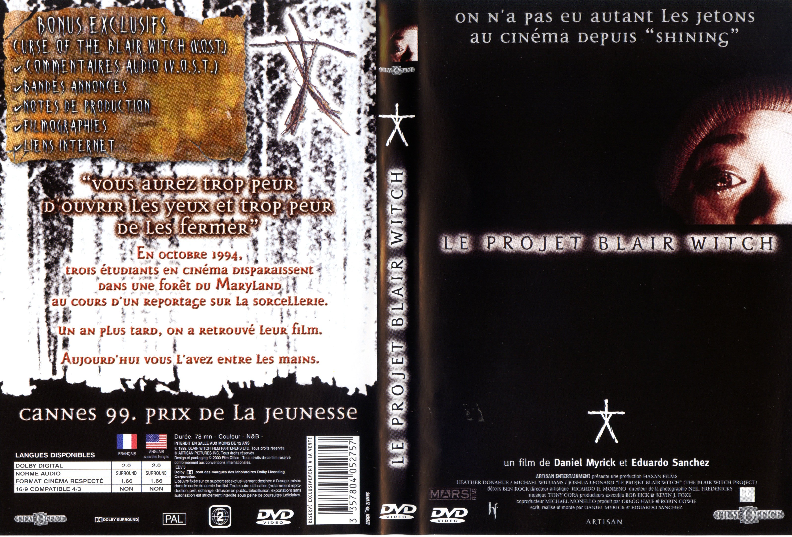 Jaquette DVD Le projet Blair Witch