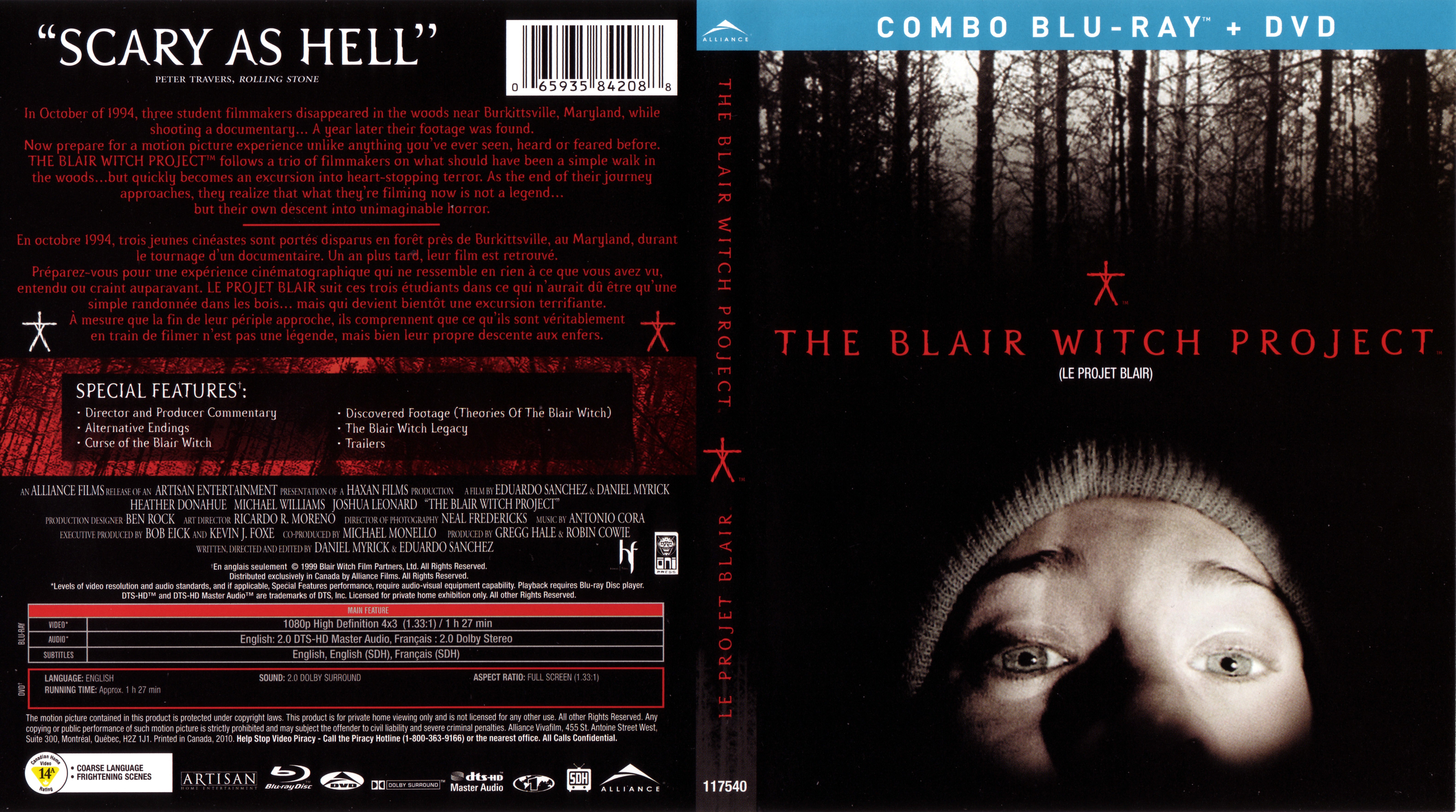 Jaquette DVD Le projet blair witch - The Blair Witch Project (Canadienne) (BLU-RAY) v2