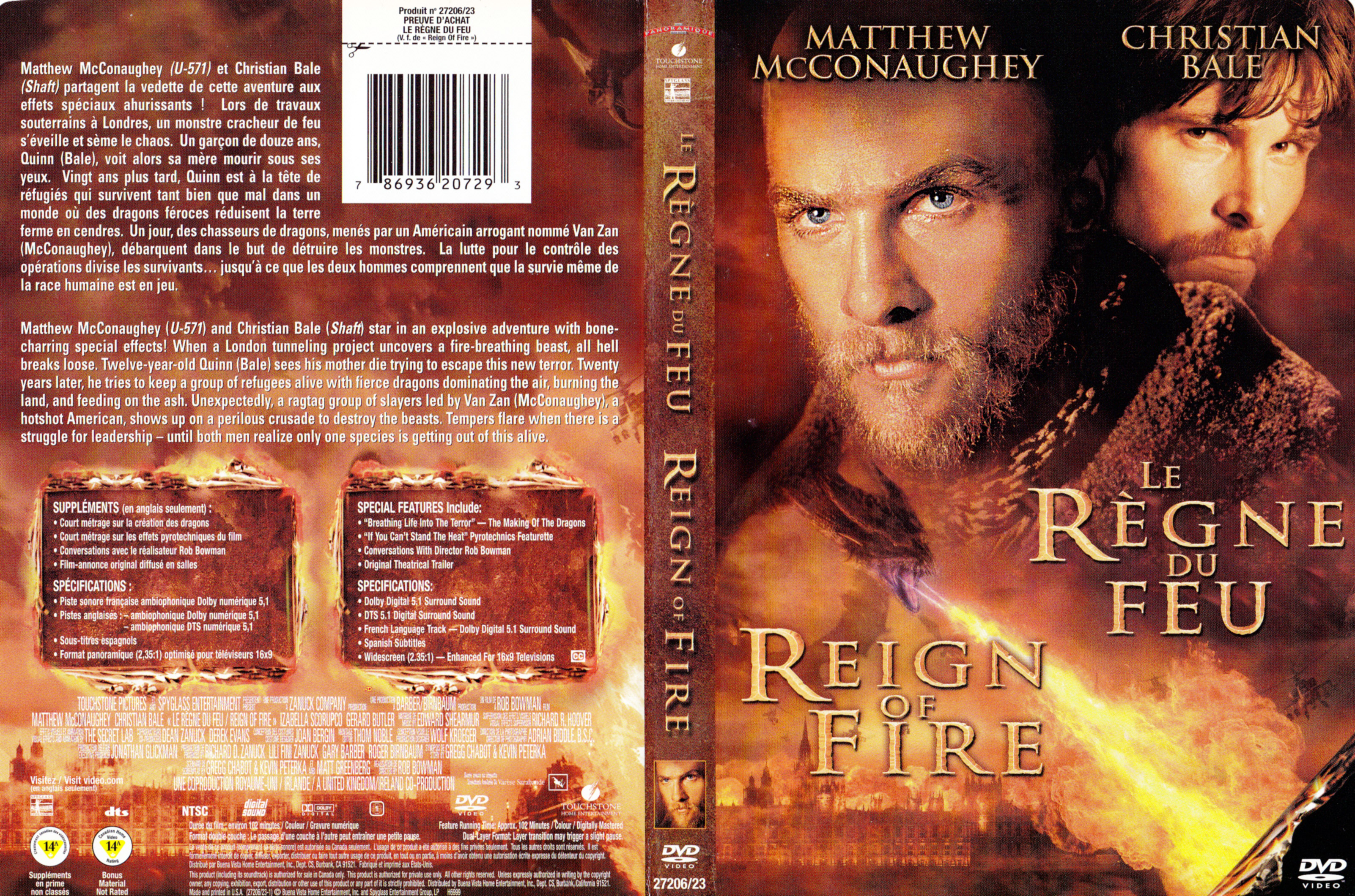 Jaquette DVD Le rgne du feu - Reign of fire (Canadienne)