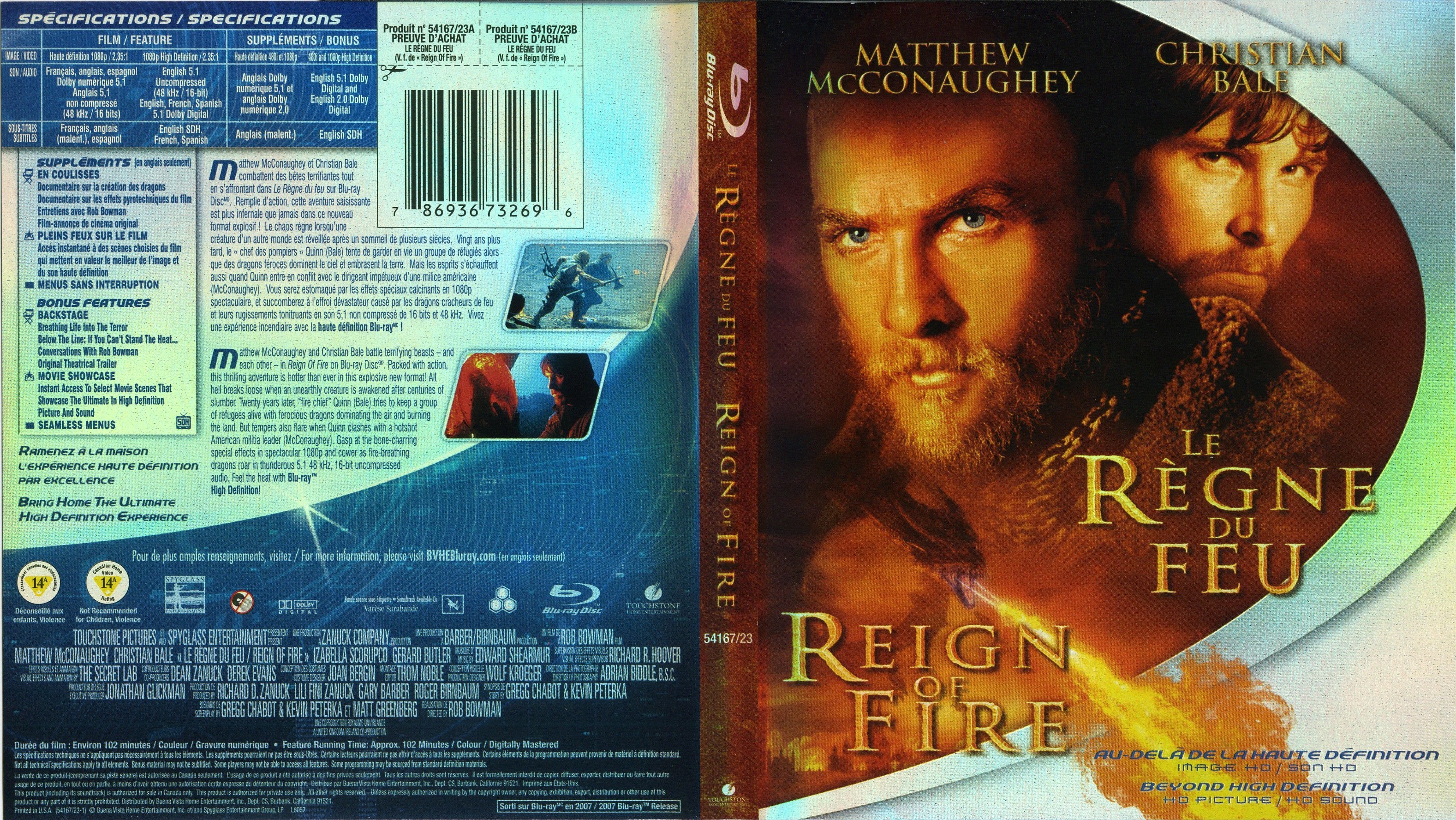 Jaquette DVD Le rgne du feu - Reign of fire (Canadienne) (BLU-RAY)