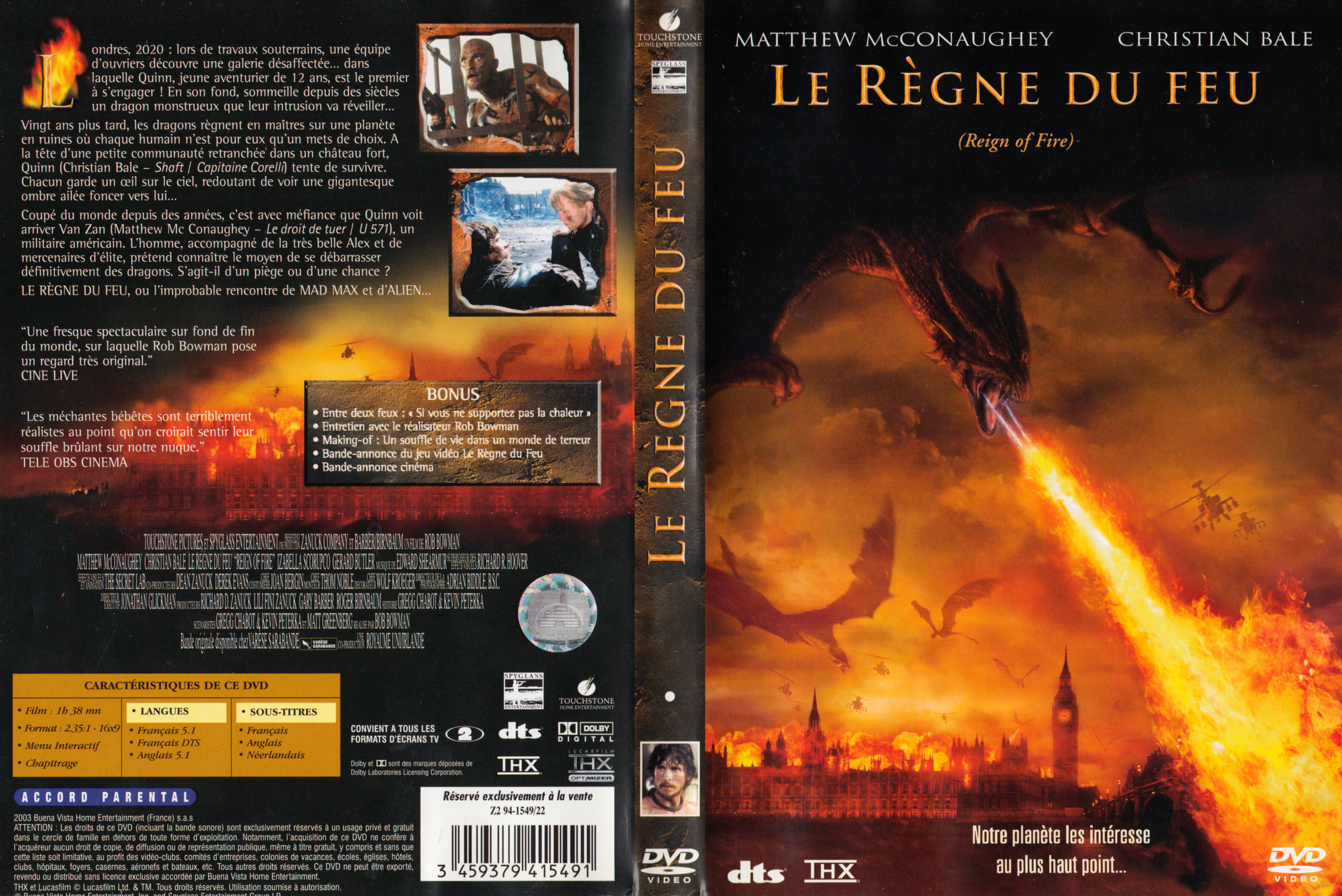 Jaquette DVD Le rgne du feu v2