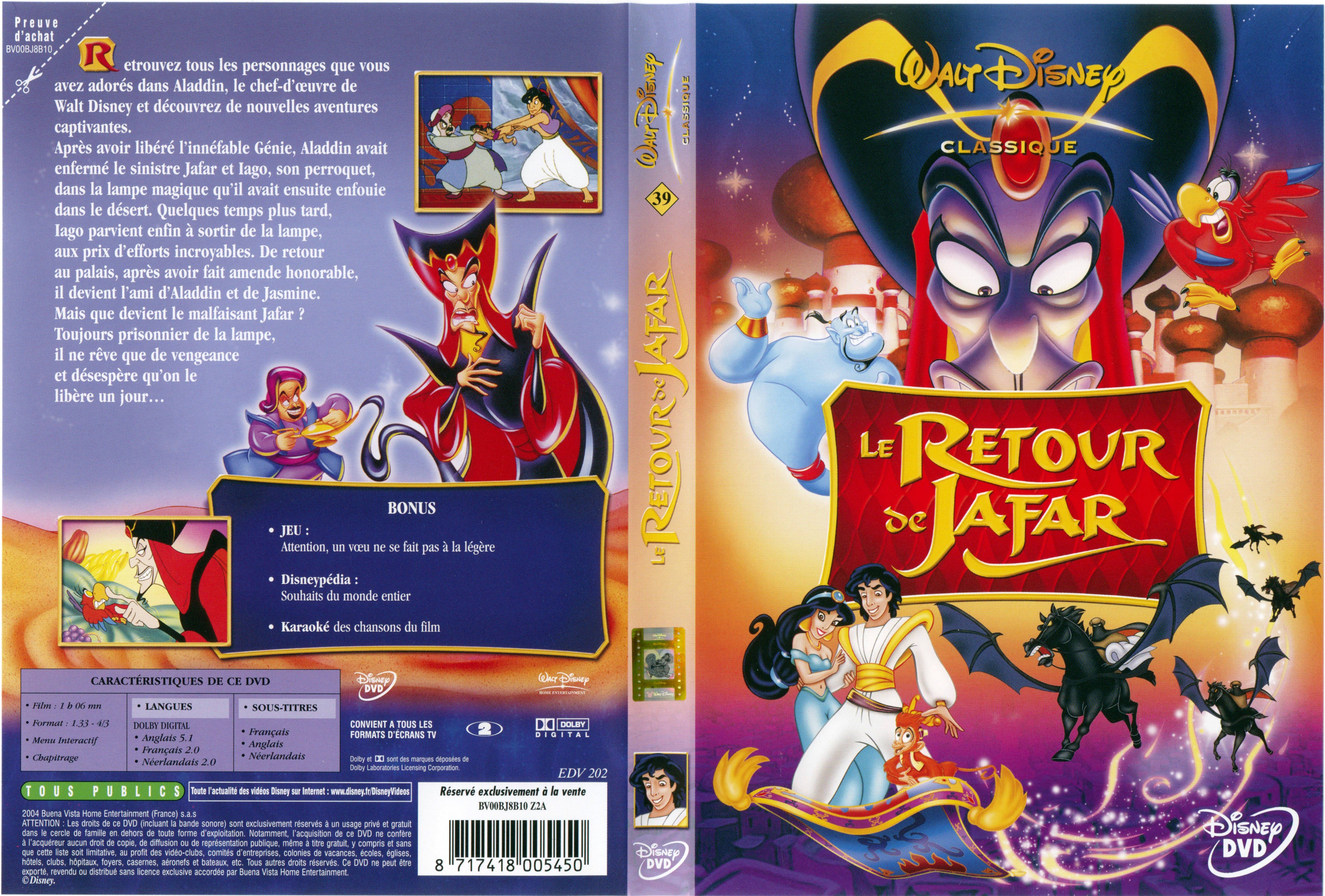 Jaquette DVD Le retour de Jafar