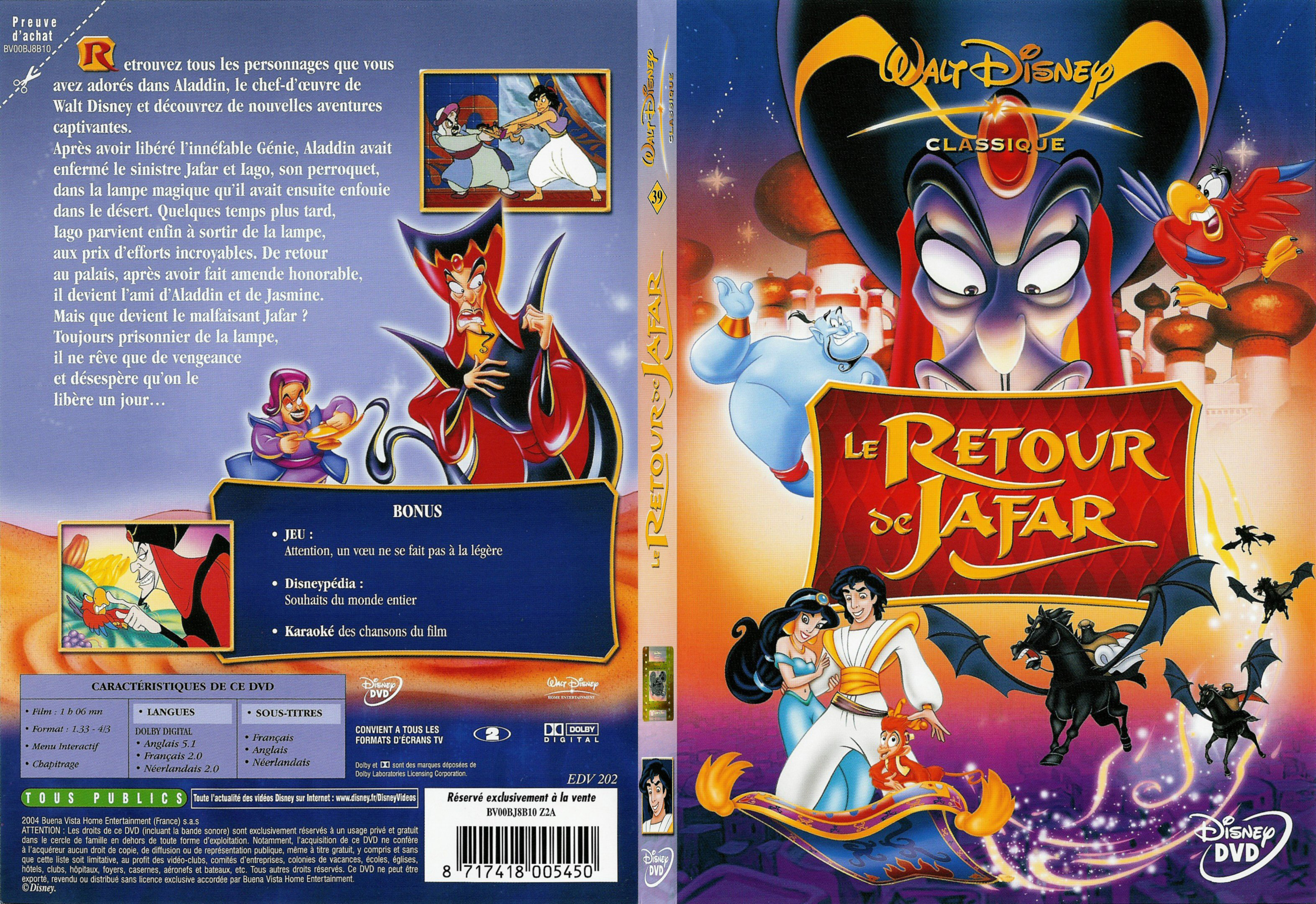 Jaquette DVD Le retour de Jafar - SLIM
