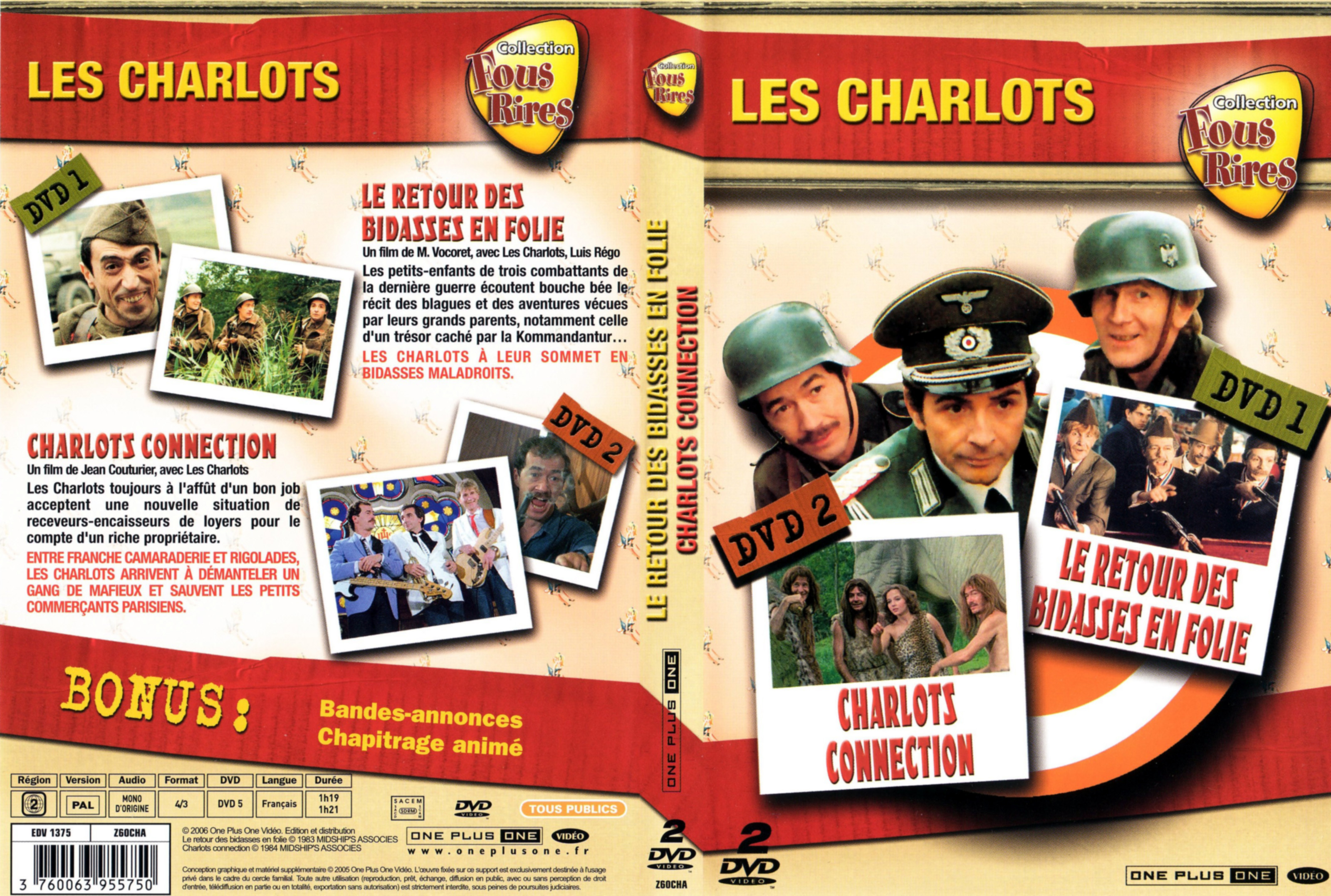 Jaquette DVD Le retour des bidasses en folie + Charlots connection