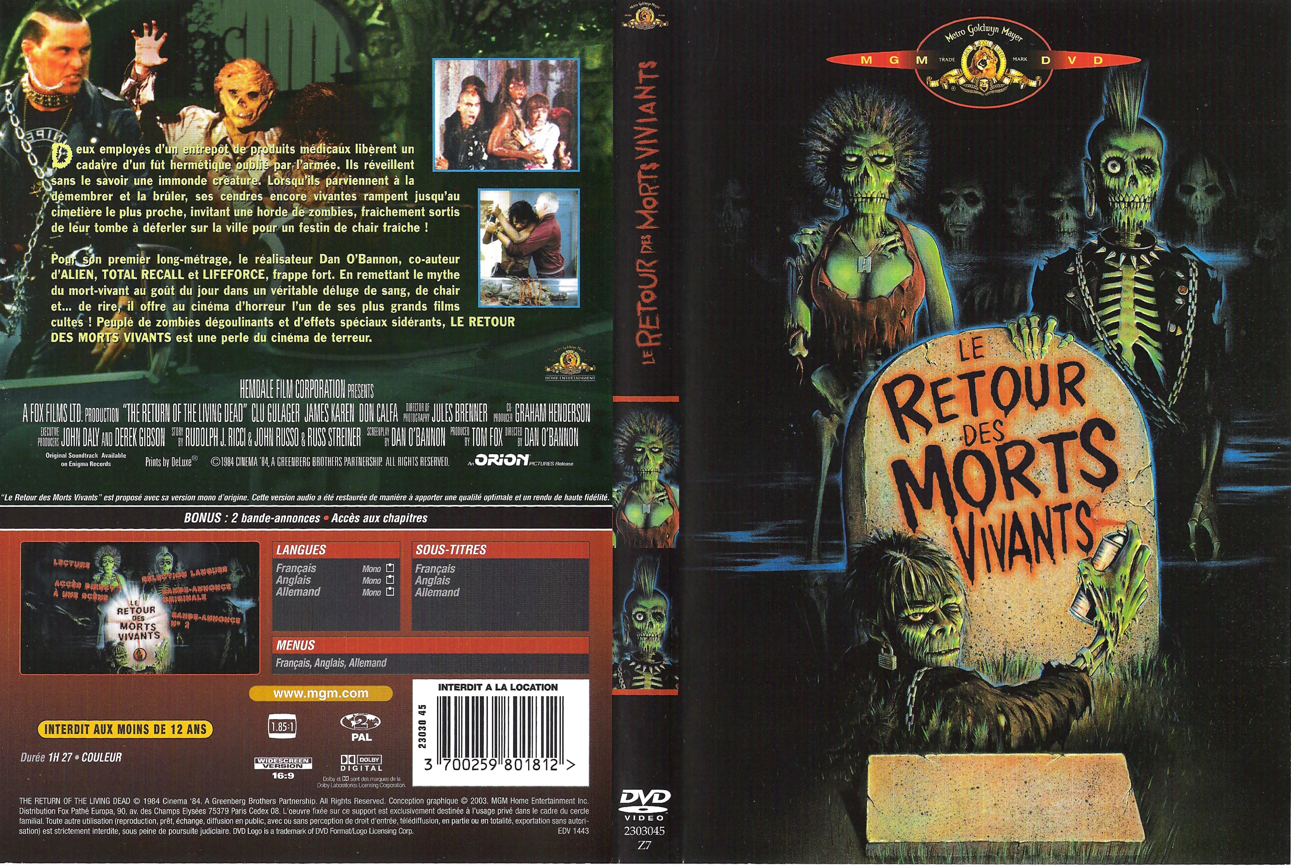 Jaquette DVD Le retour des morts vivants