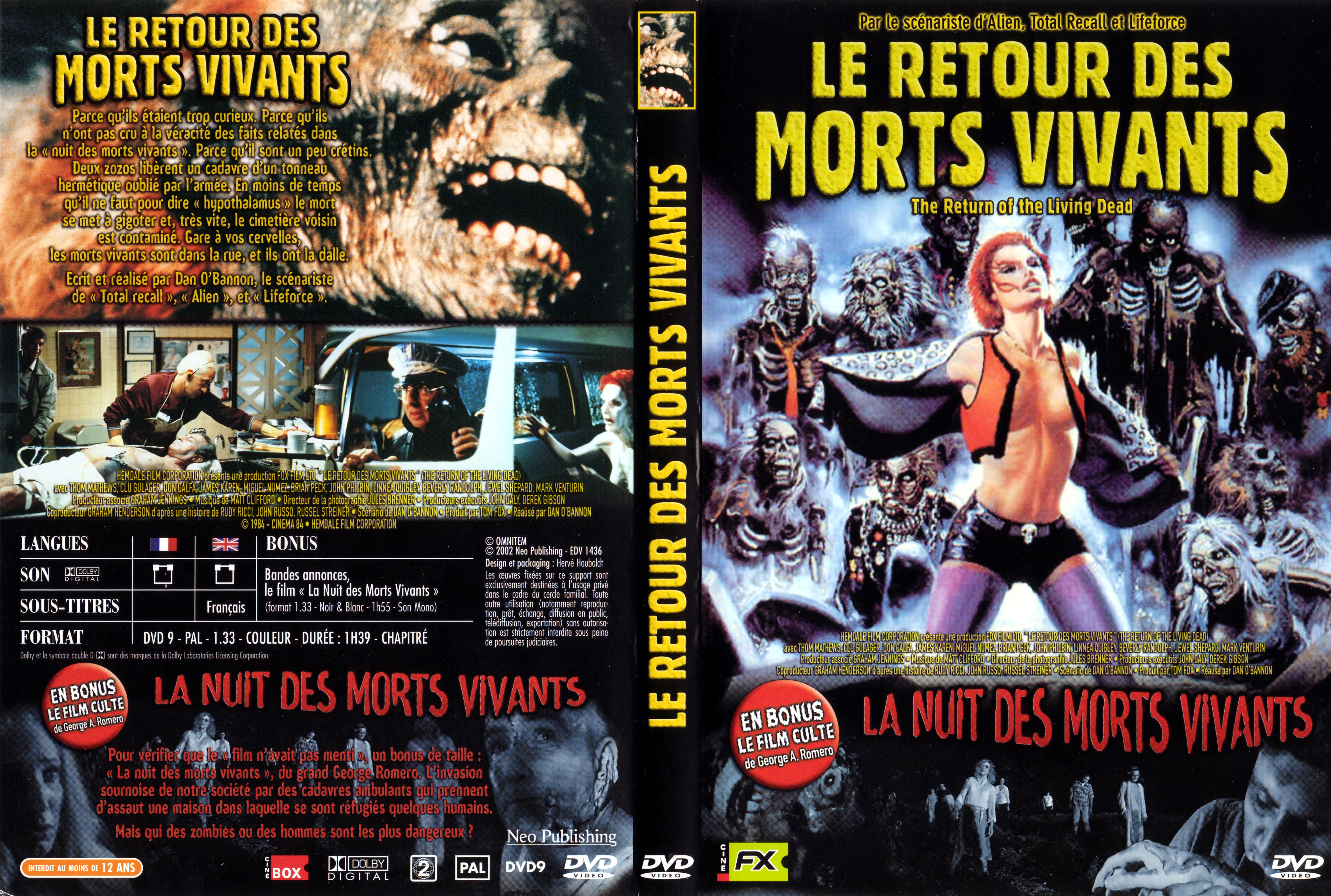 Jaquette DVD Le retour des morts-vivants + La nuit des morts-vivants