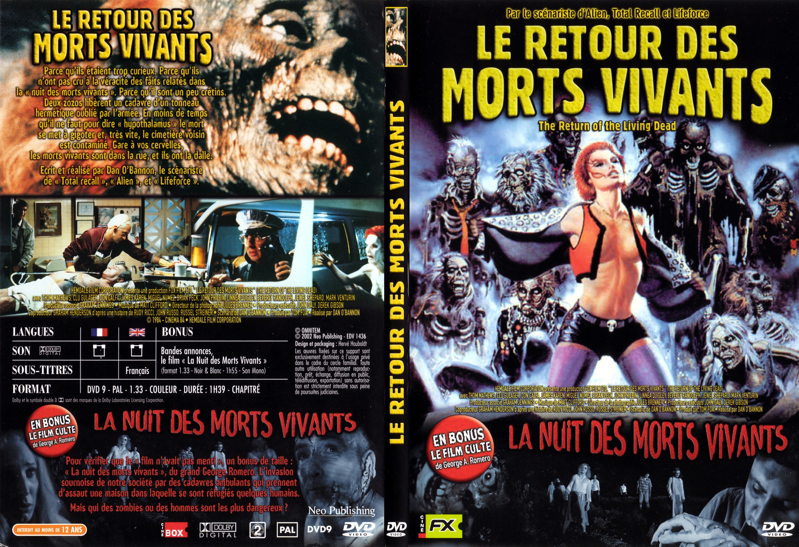Jaquette DVD Le retour des morts-vivants + La nuit des morts-vivants - SLIM