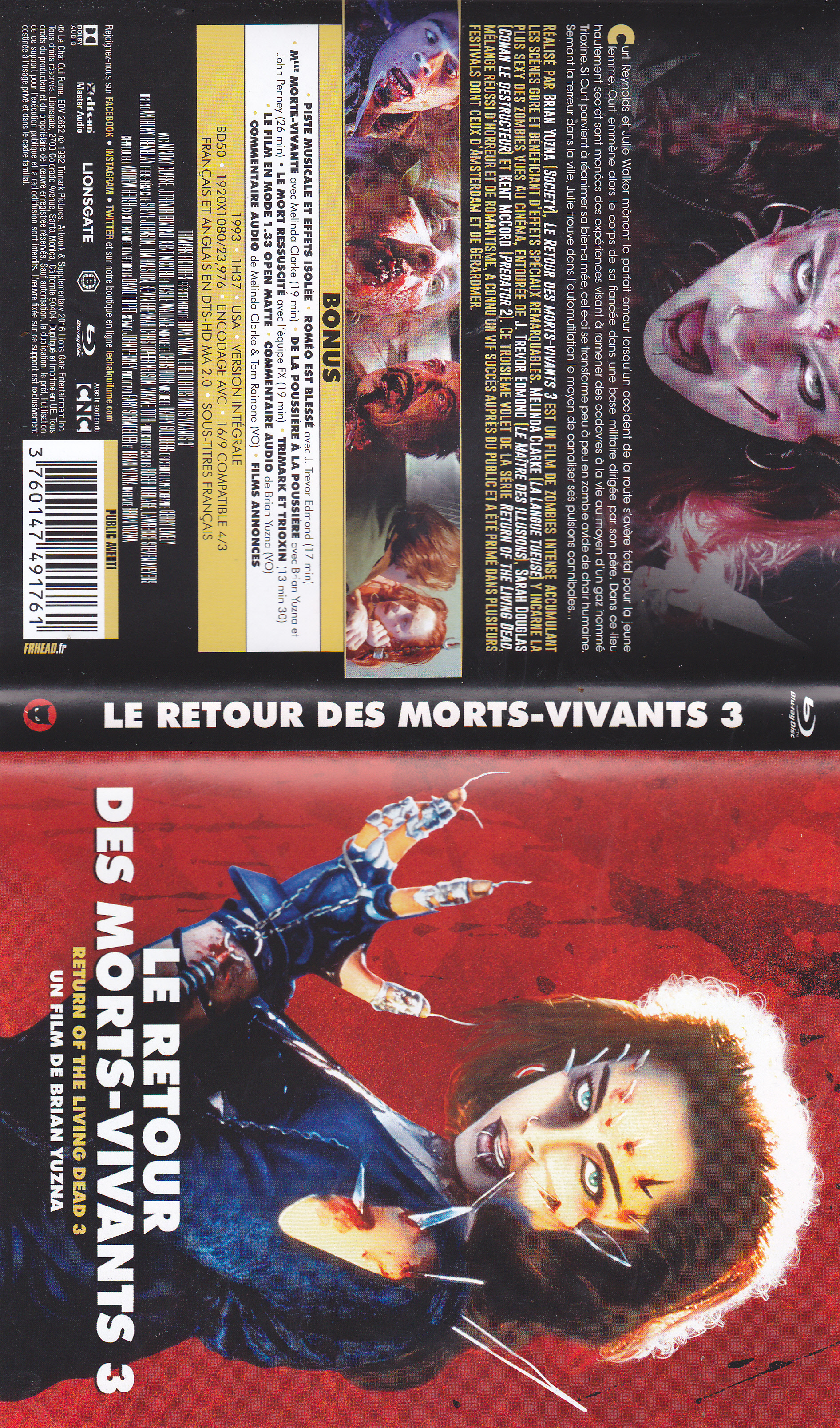Jaquette DVD Le retour des morts vivants 3 (BLU-RAY)