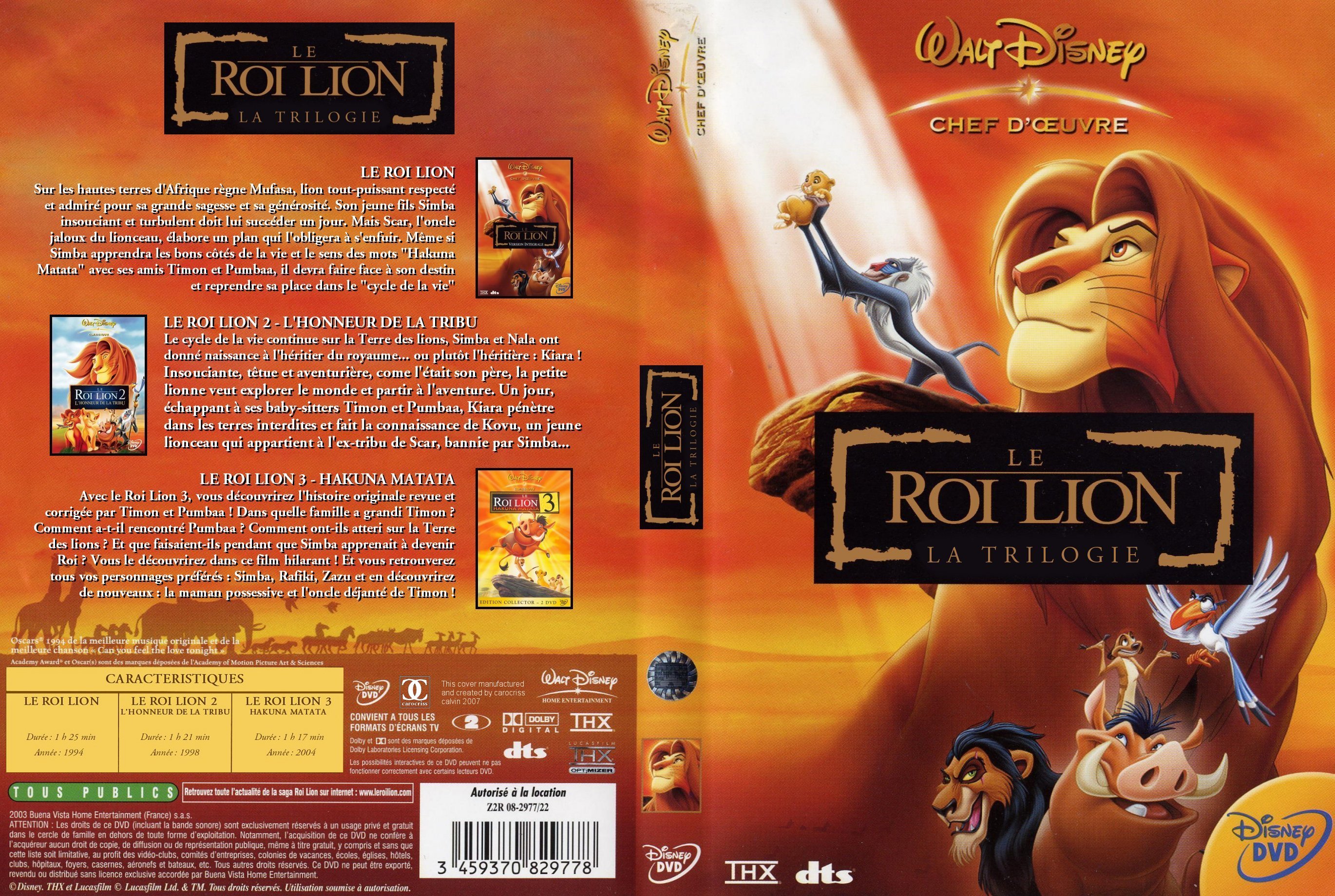 Jaquette DVD Le roi lion - La trilogie