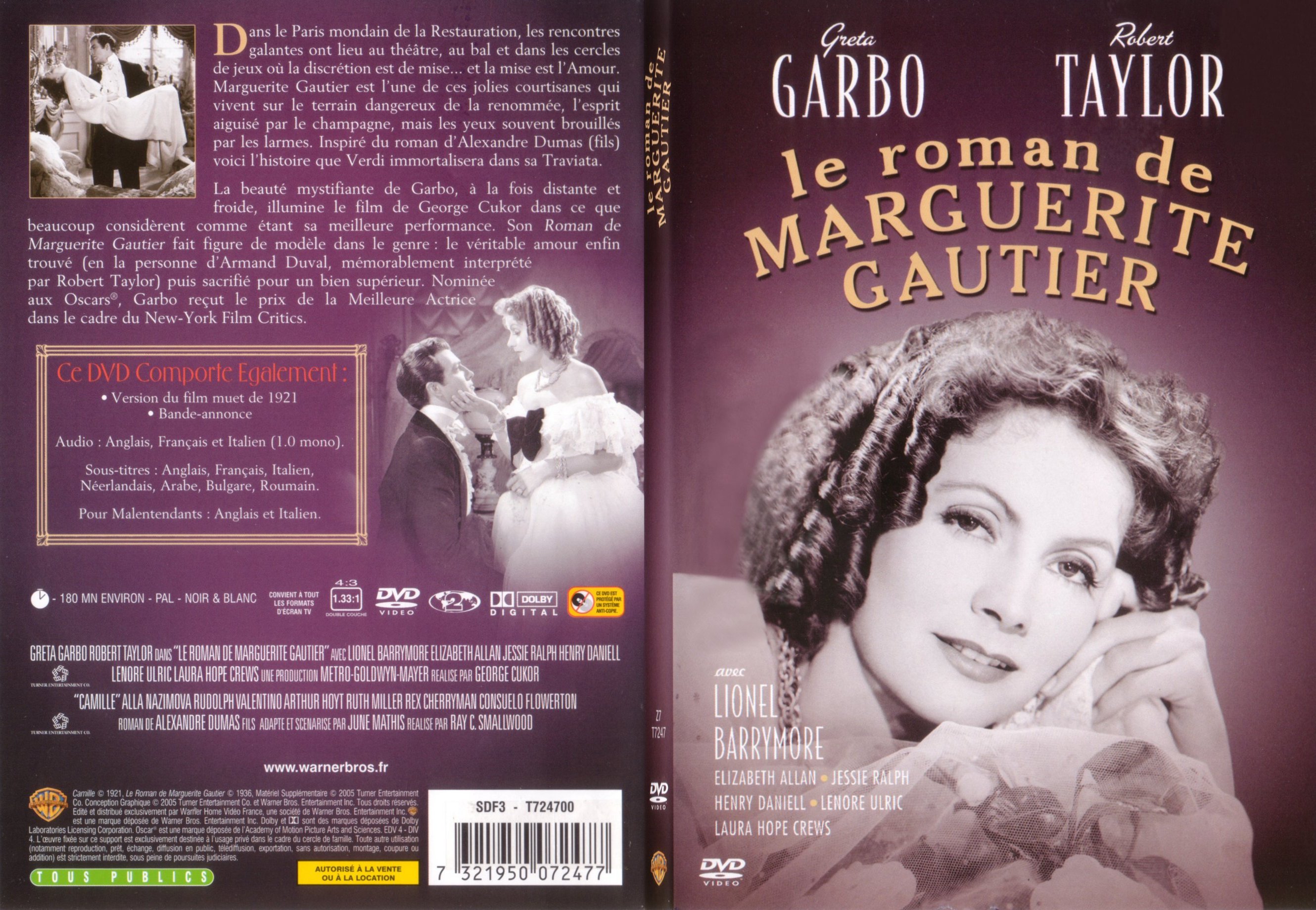 Jaquette DVD Le roman de Marguerite Gautier - SLIM
