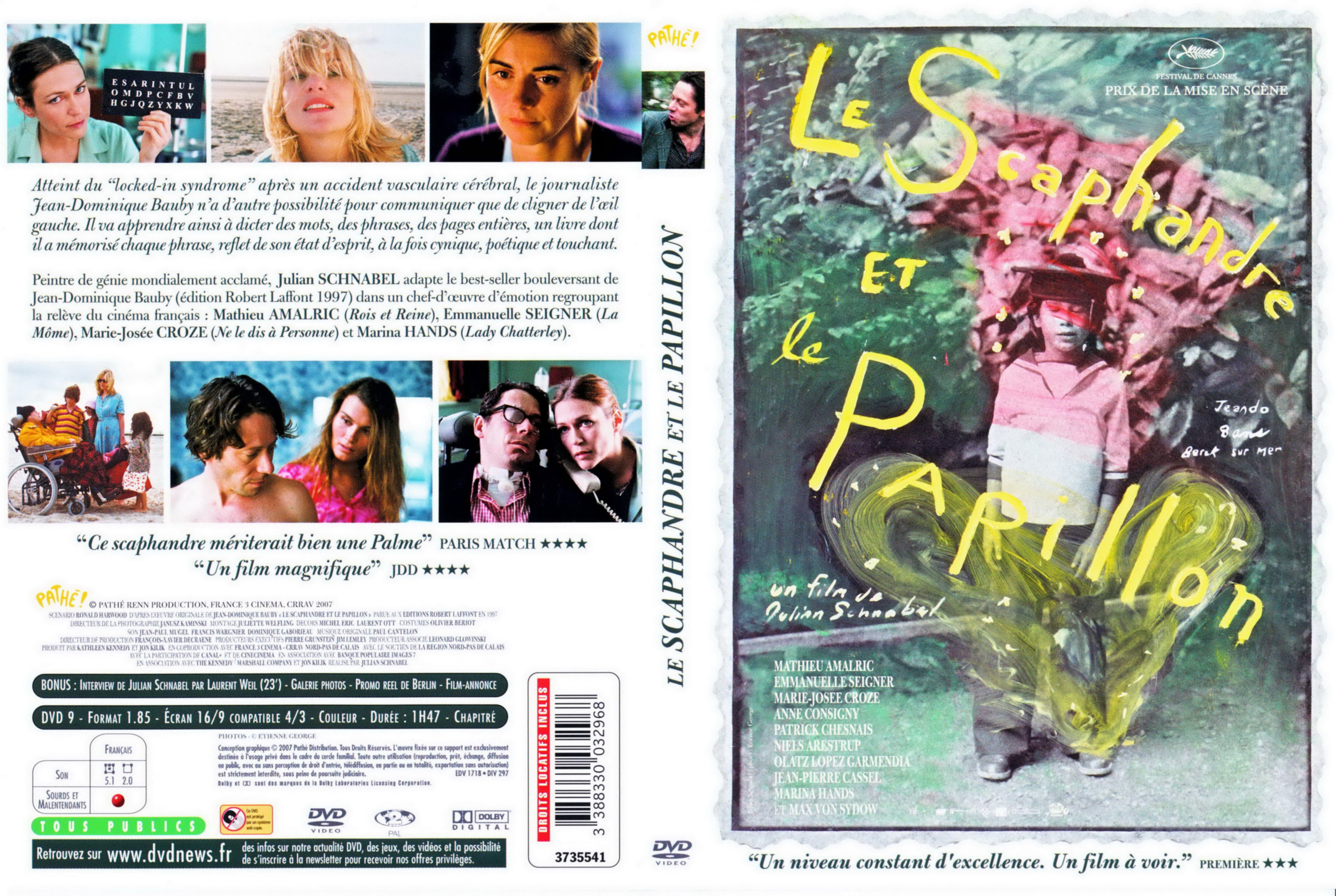 Jaquette DVD Le scaphandre et le papillon